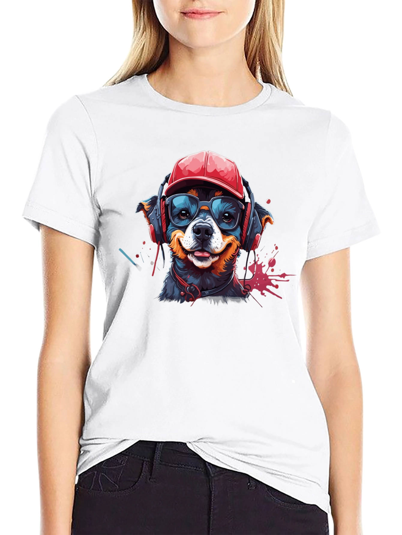 Cool Dog Graphic Tee - Black Cotton T-Shirt