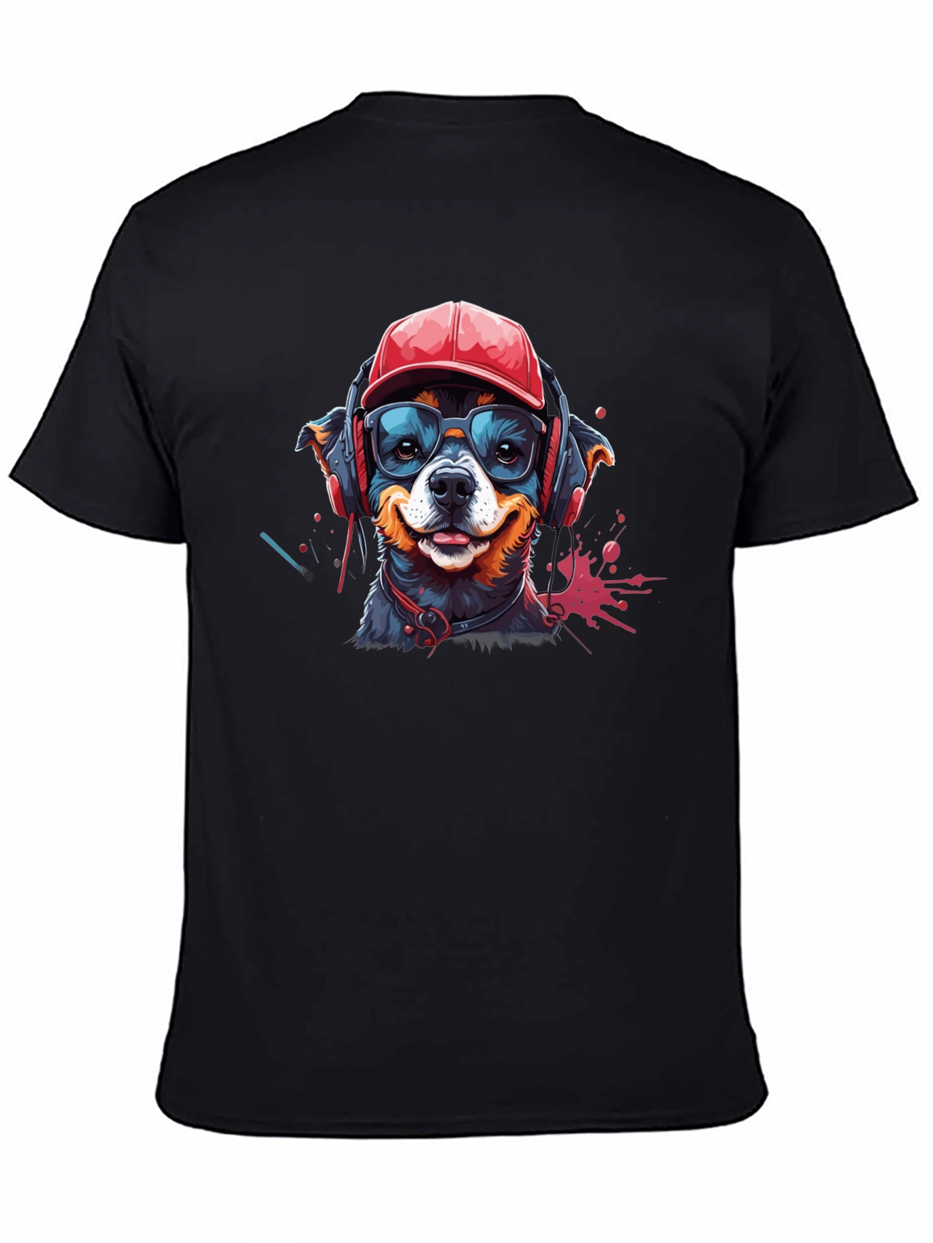 Cool Dog Graphic Tee - Black Cotton T-Shirt