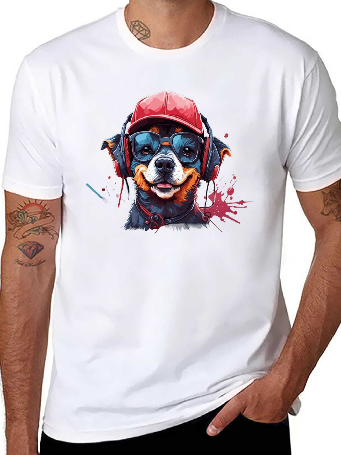Cool Dog Graphic Tee - Black Cotton T-Shirt