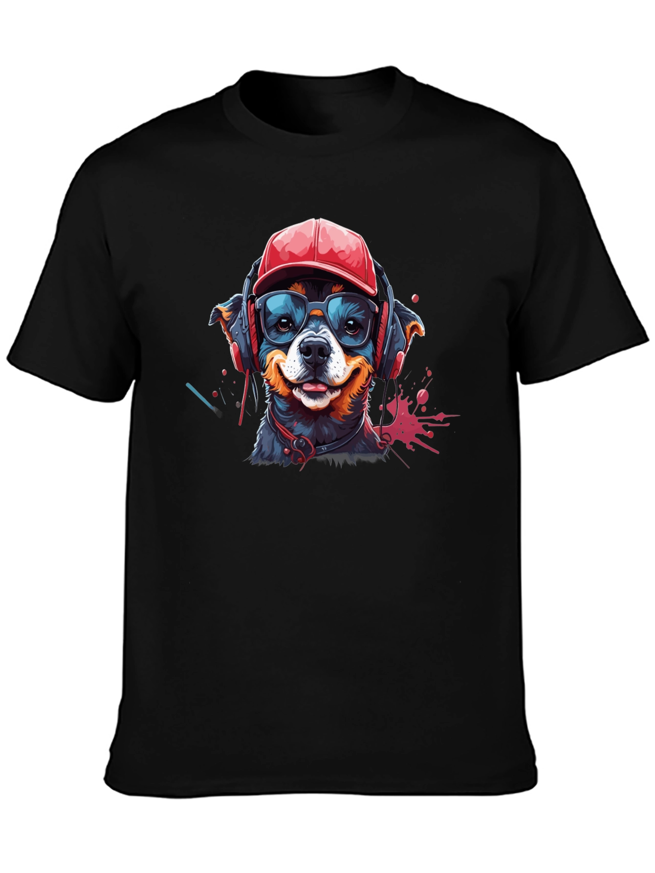 Cool Dog Graphic Tee - Black Cotton T-Shirt