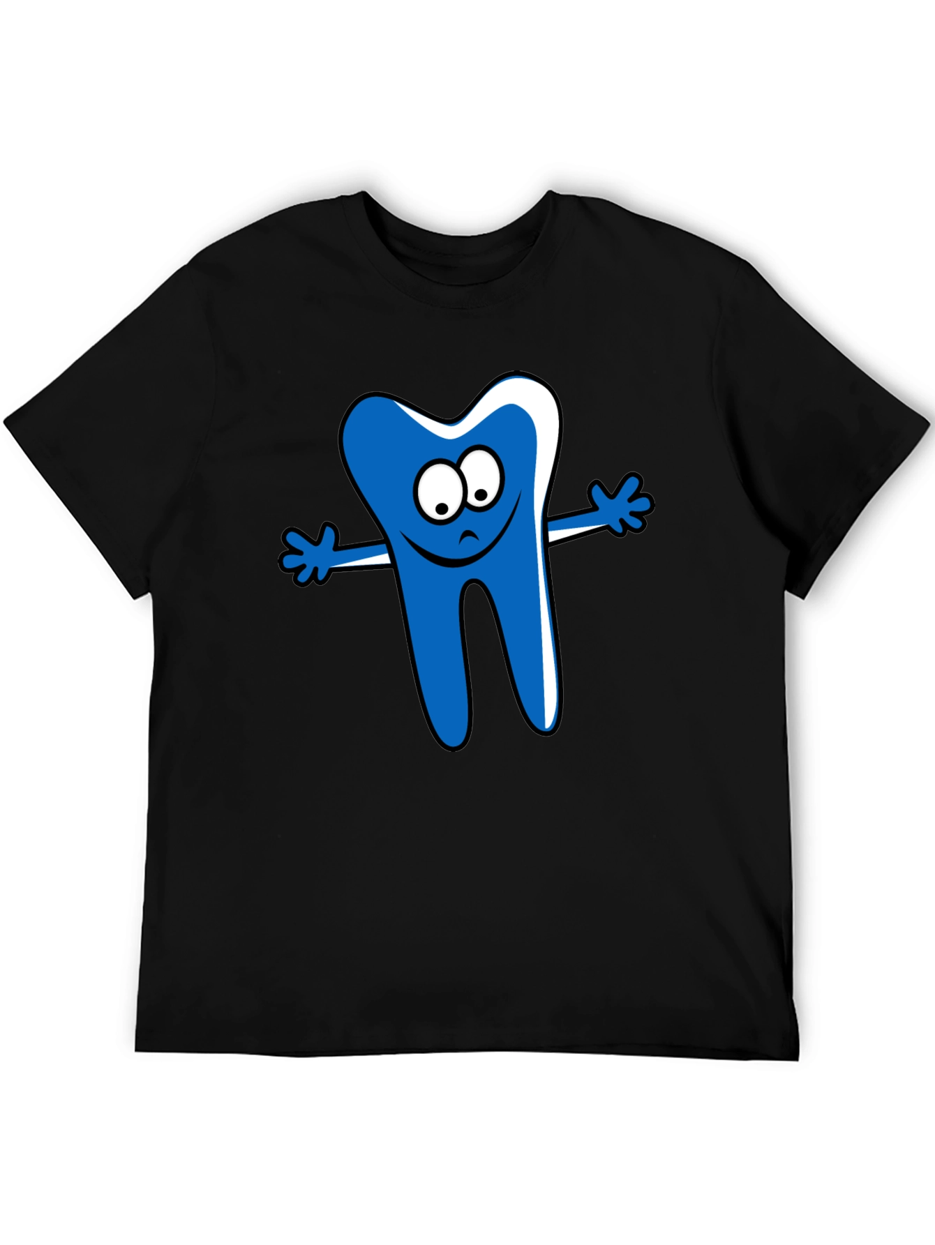 Cartoon Tooth Graphic T-Shirt - Black Cotton Tee