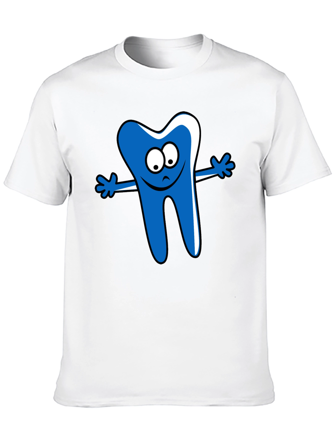 Cartoon Tooth Graphic T-Shirt - Black Cotton Tee