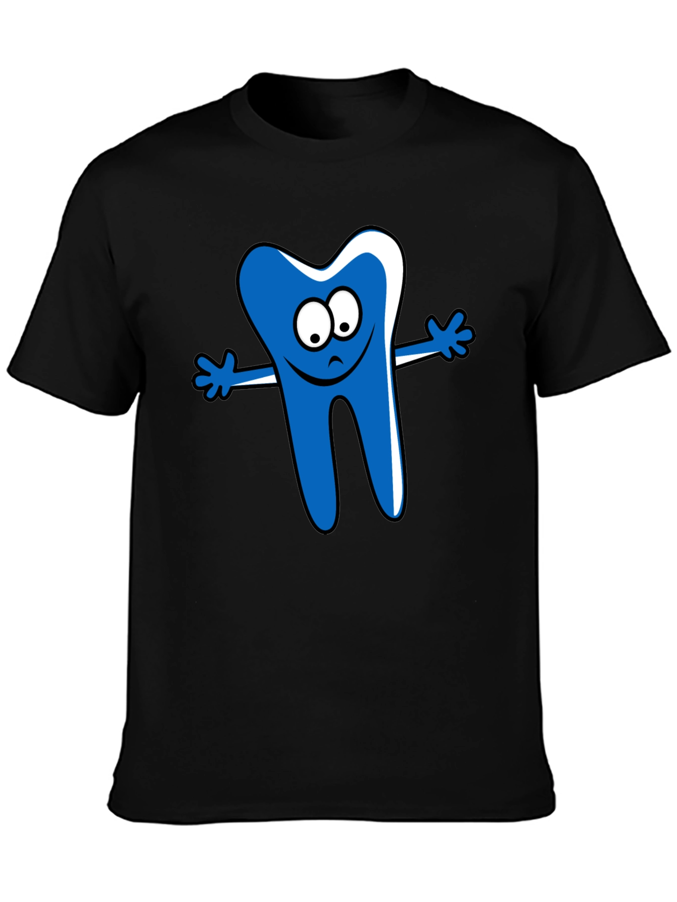 Cartoon Tooth Graphic T-Shirt - Black Cotton Tee