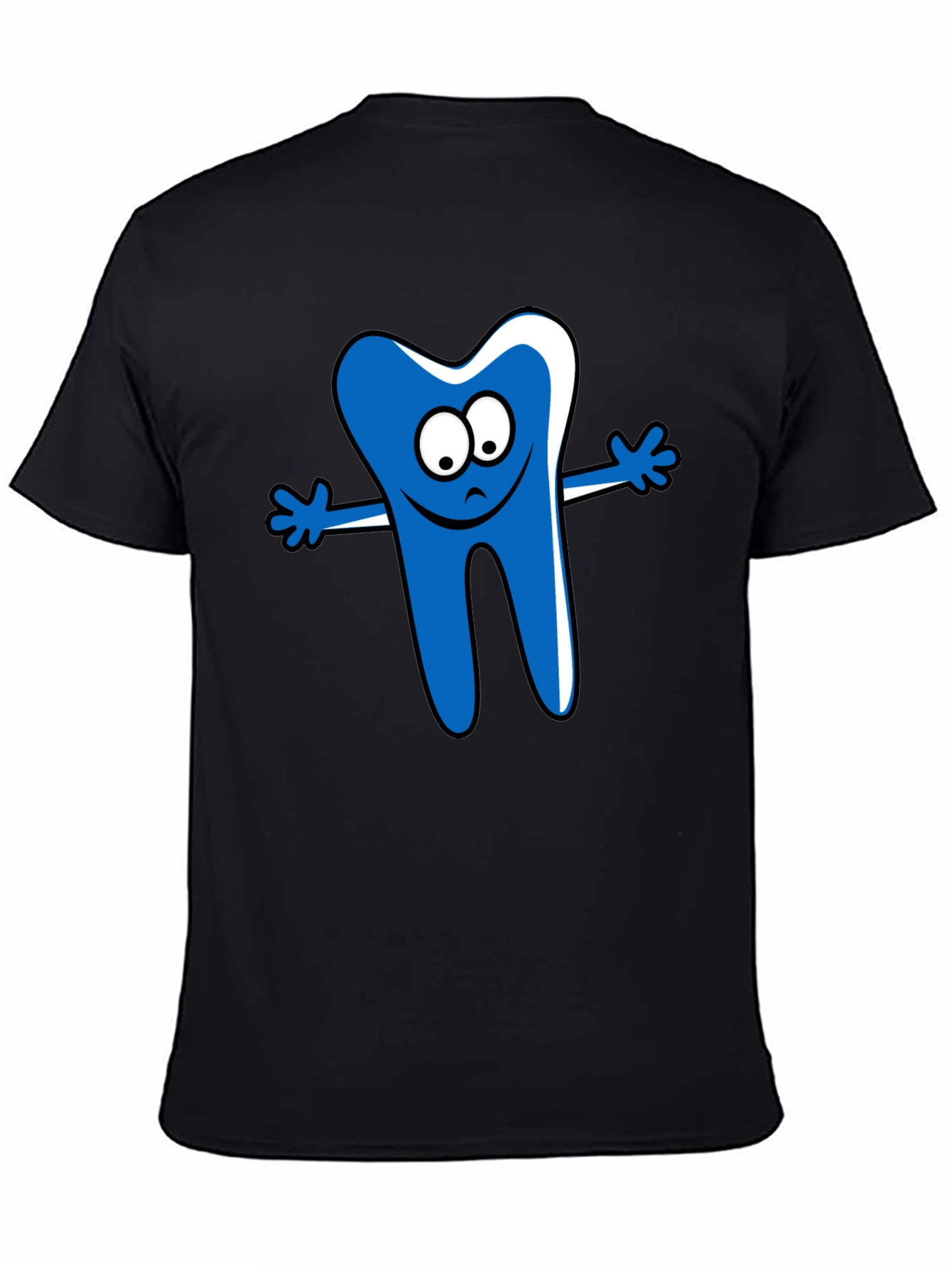 Cartoon Tooth Graphic T-Shirt - Black Cotton Tee