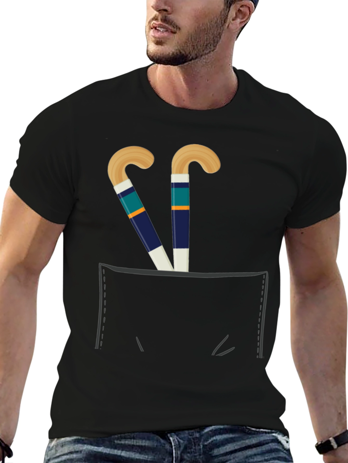 Hockey Sticks Pocket T-Shirt - Sports Fan Tee