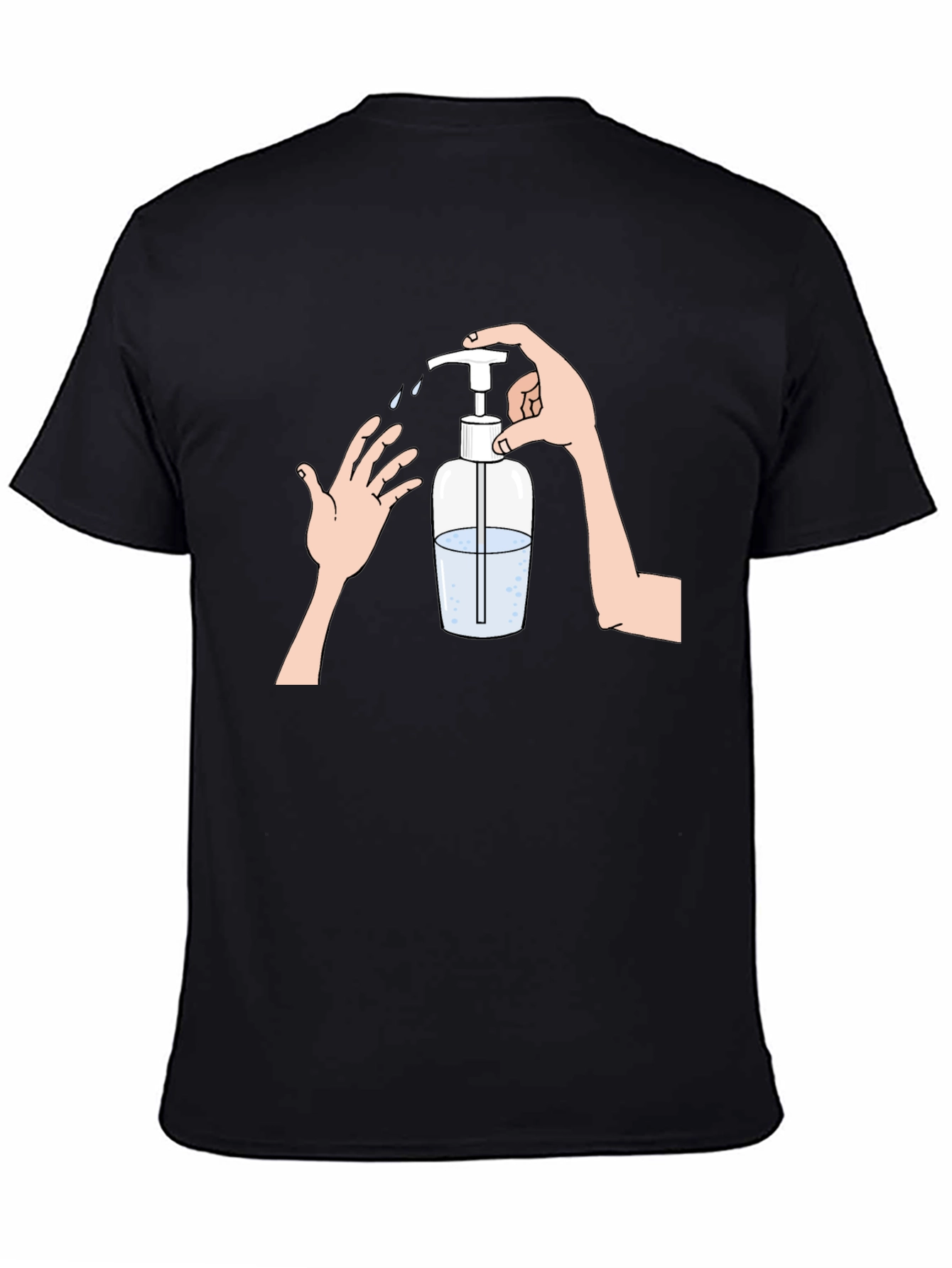 Wash Your Hands Graphic Tee - Black Cotton Blend