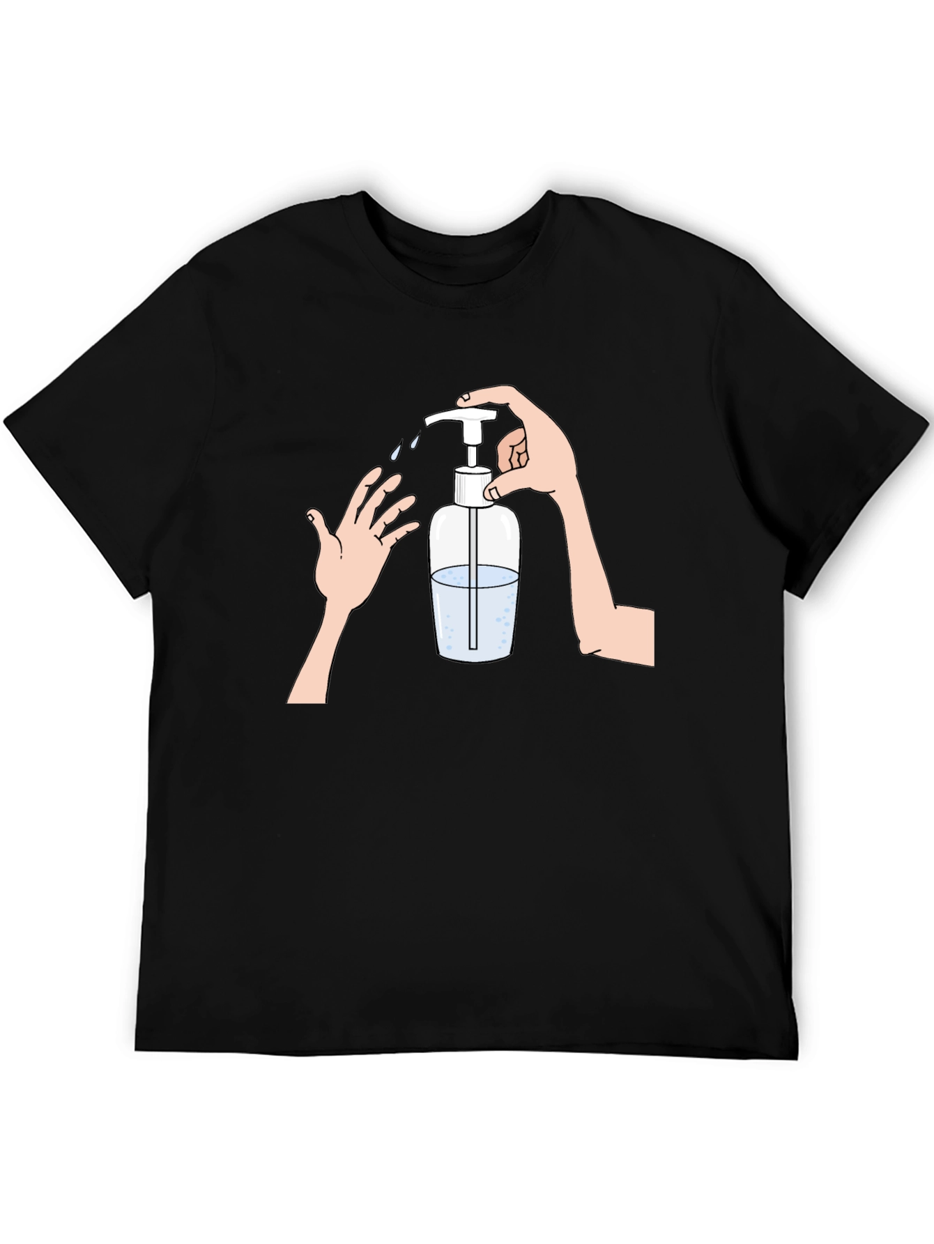 Wash Your Hands Graphic Tee - Black Cotton Blend