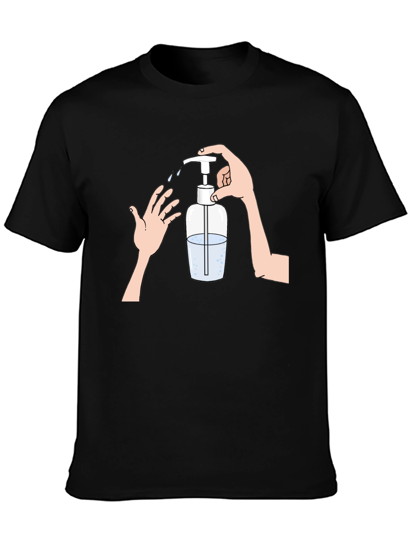 Wash Your Hands Graphic Tee - Black Cotton Blend