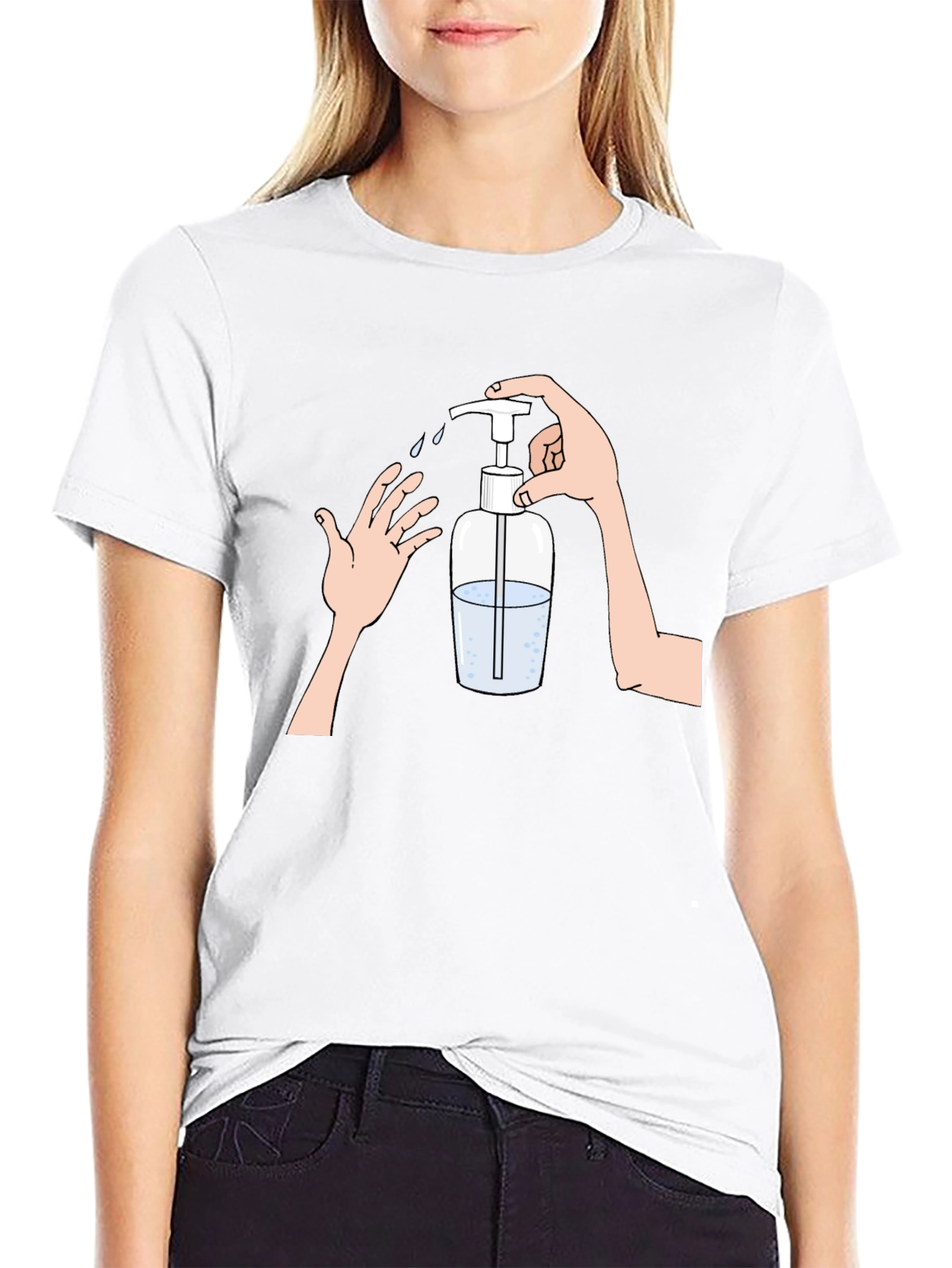 Wash Your Hands Graphic Tee - Black Cotton Blend