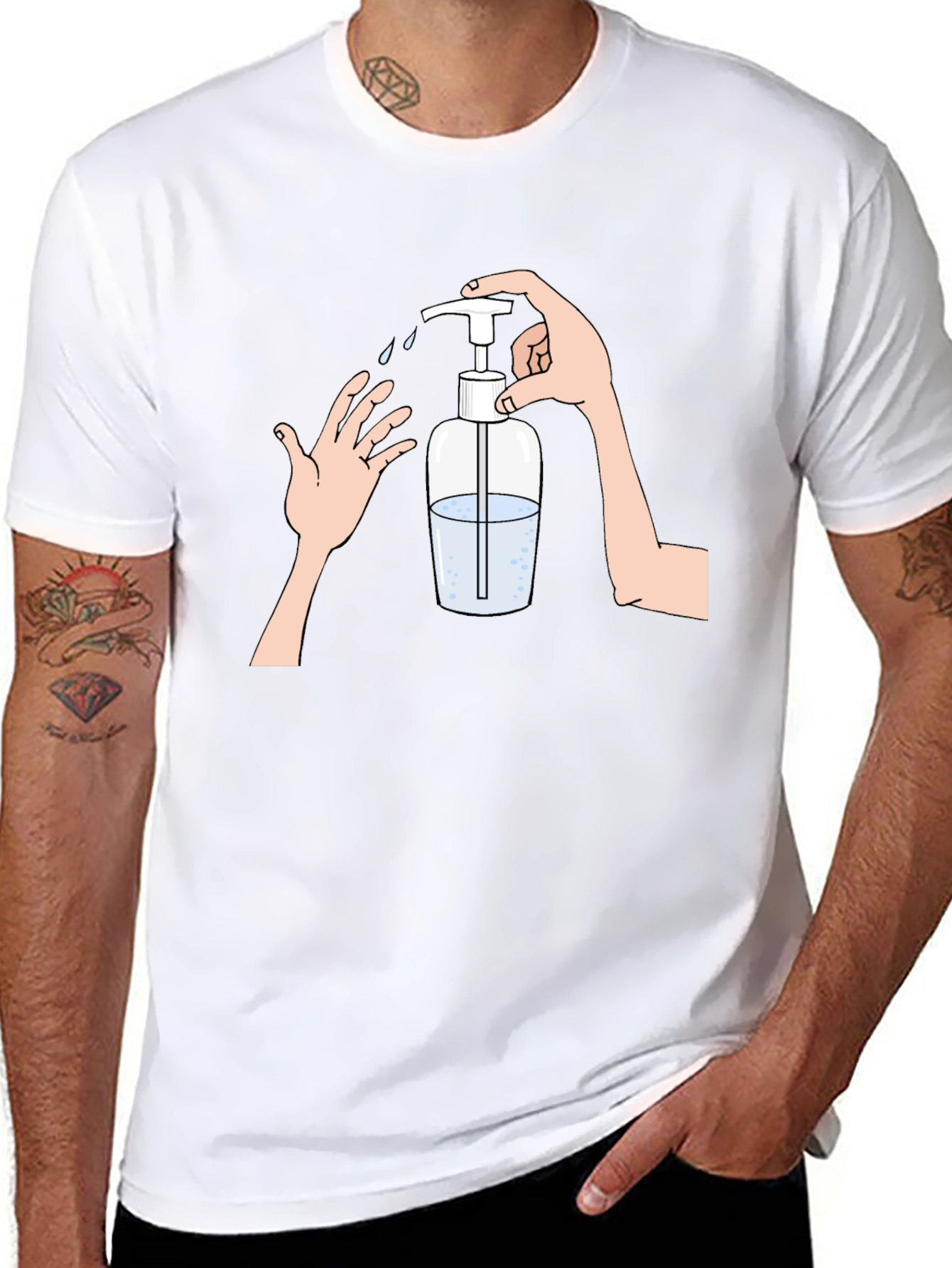 Wash Your Hands Graphic Tee - Black Cotton Blend