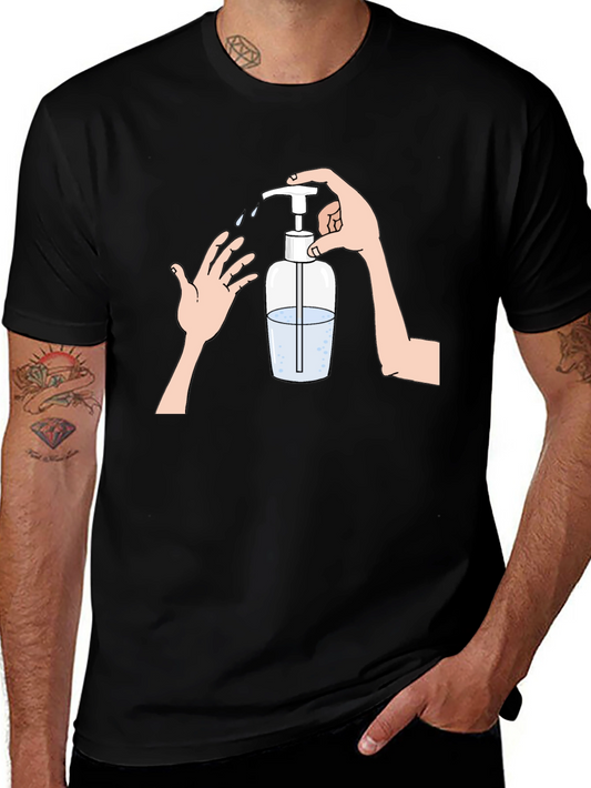 Wash Your Hands Graphic Tee - Black Cotton Blend
