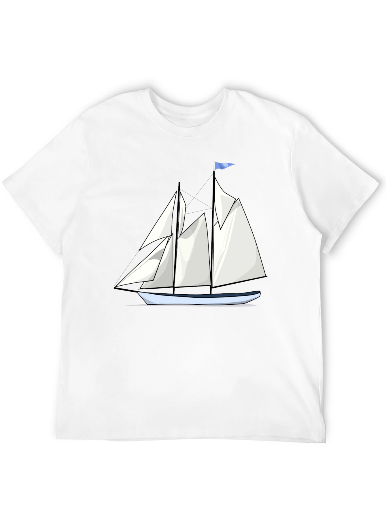 Sailboat Graphic Tee - Black Cotton T-Shirt