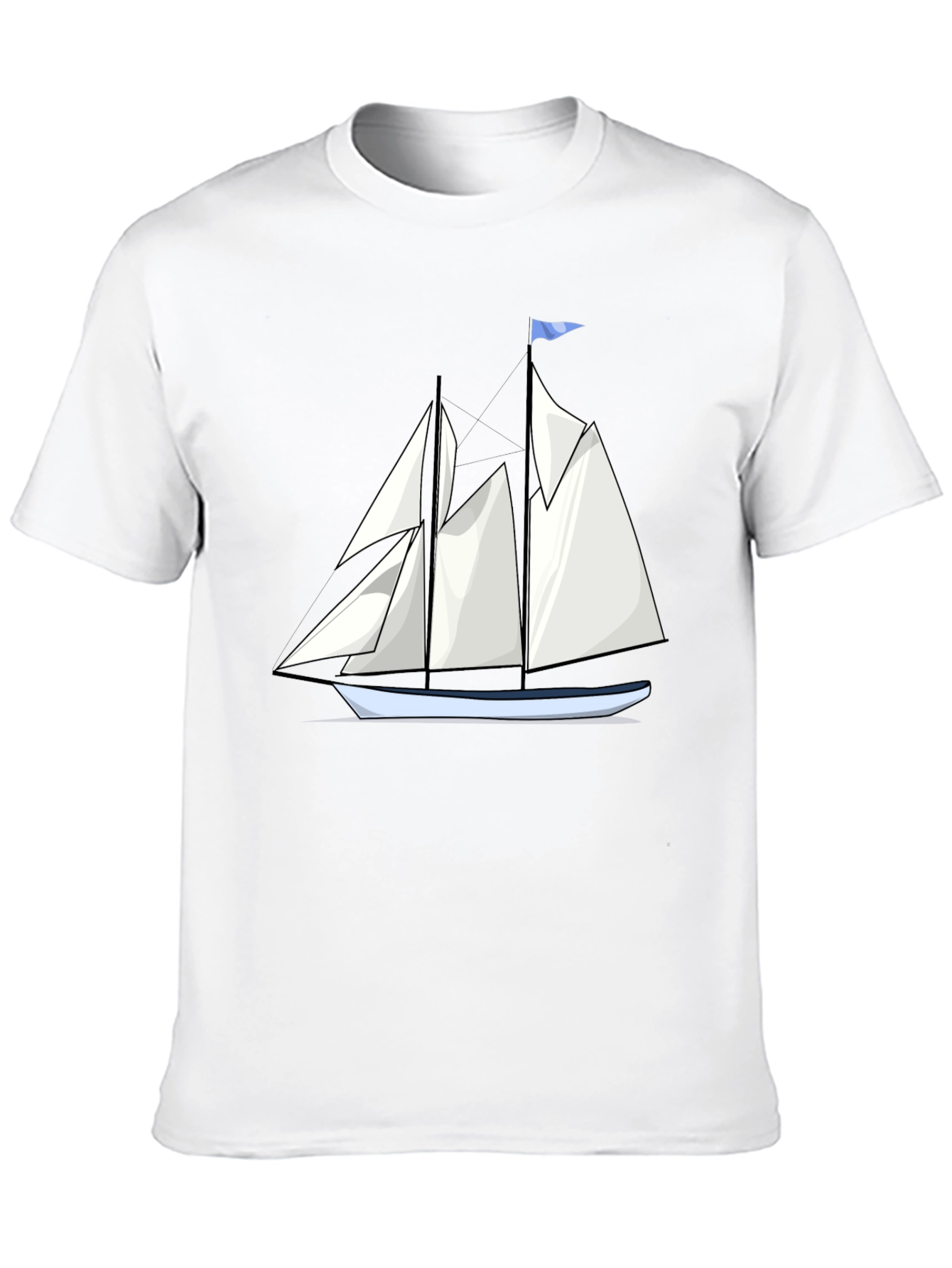 Sailboat Graphic Tee - Black Cotton T-Shirt