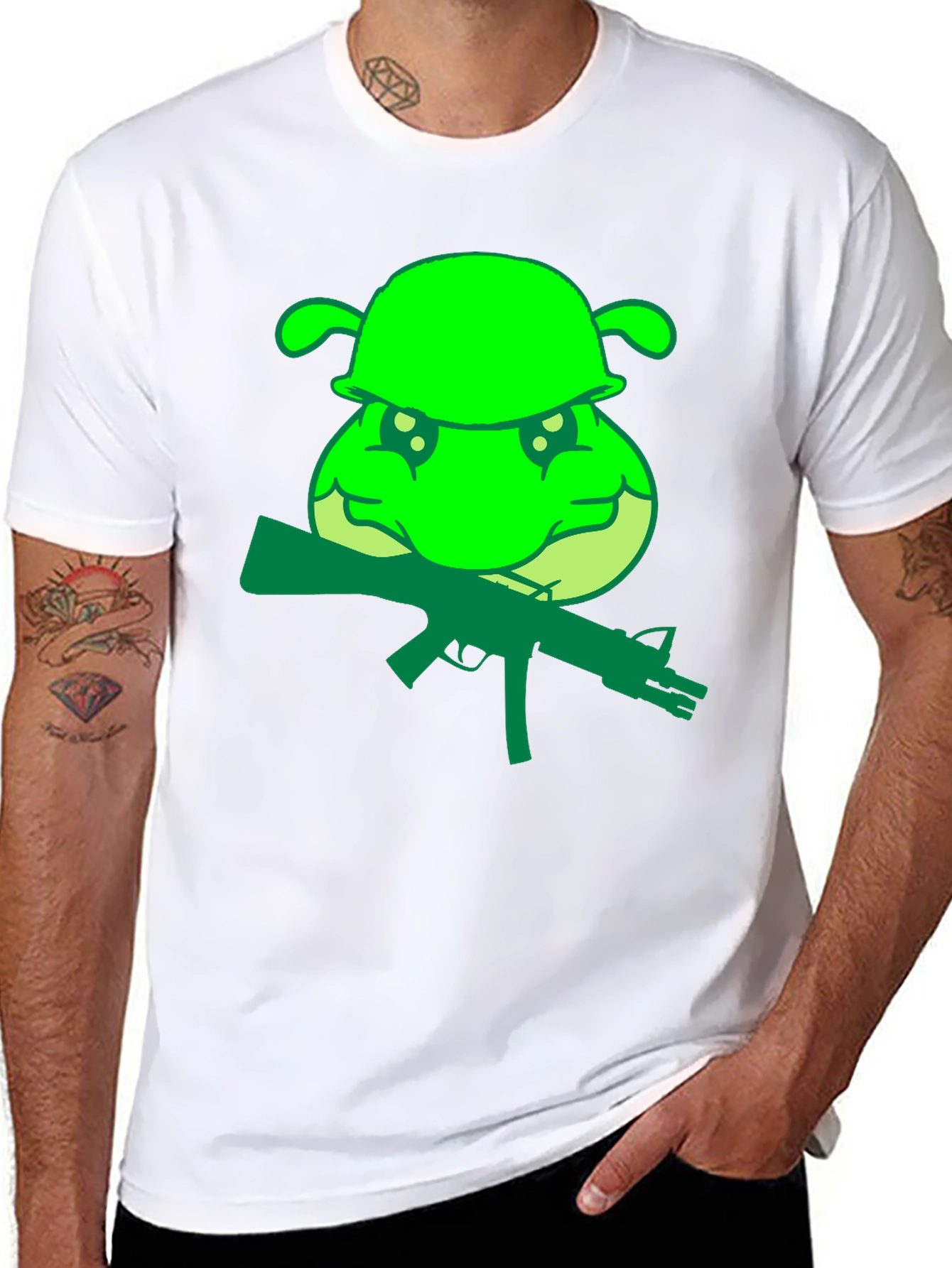 Green Army Turtle Graphic Tee