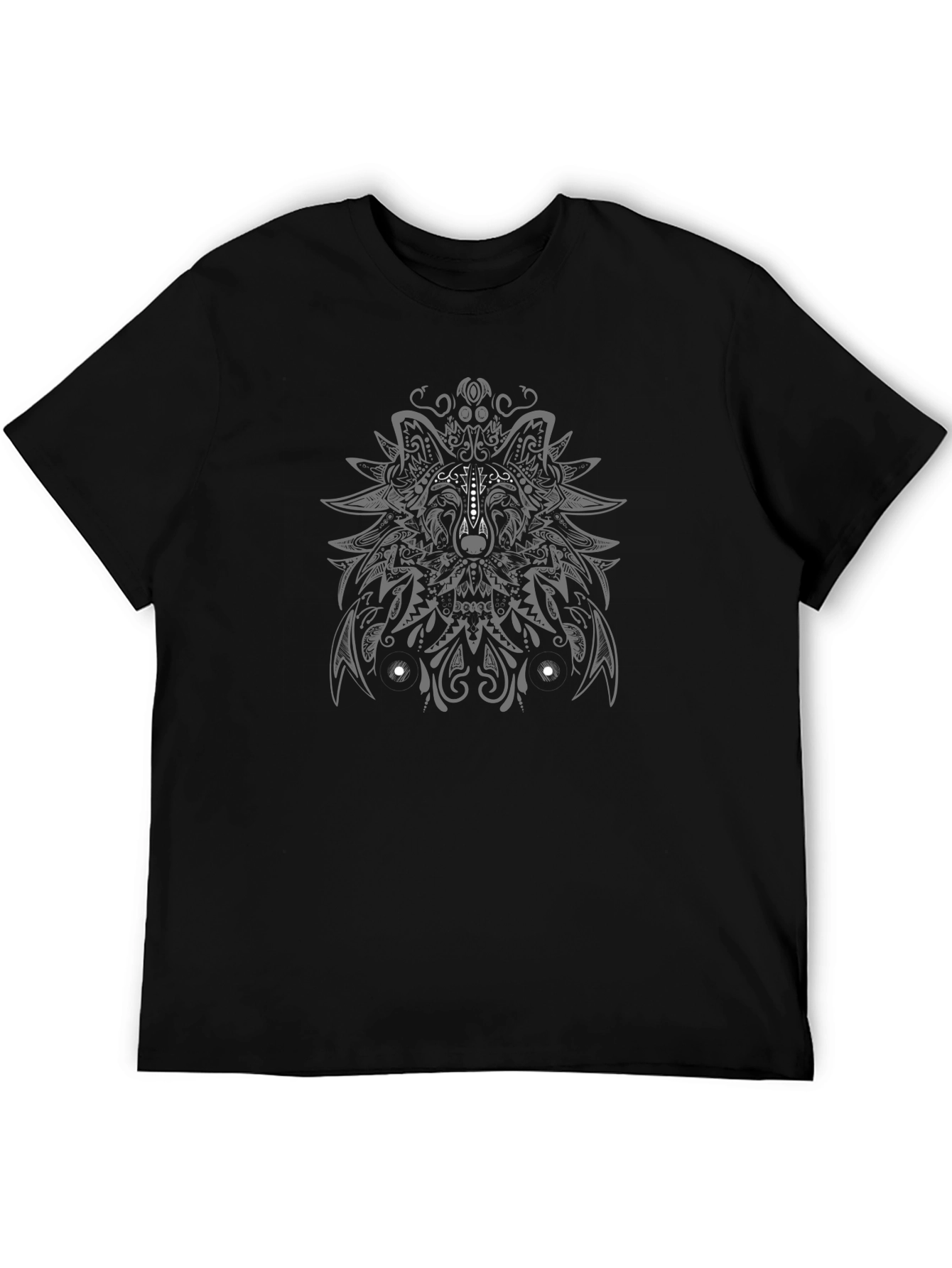 Wolf Graphic Print Black T-Shirt