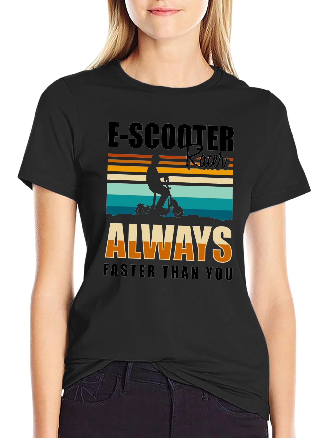 E-Scooter Racer T-Shirt: Always Faster Than You - Black