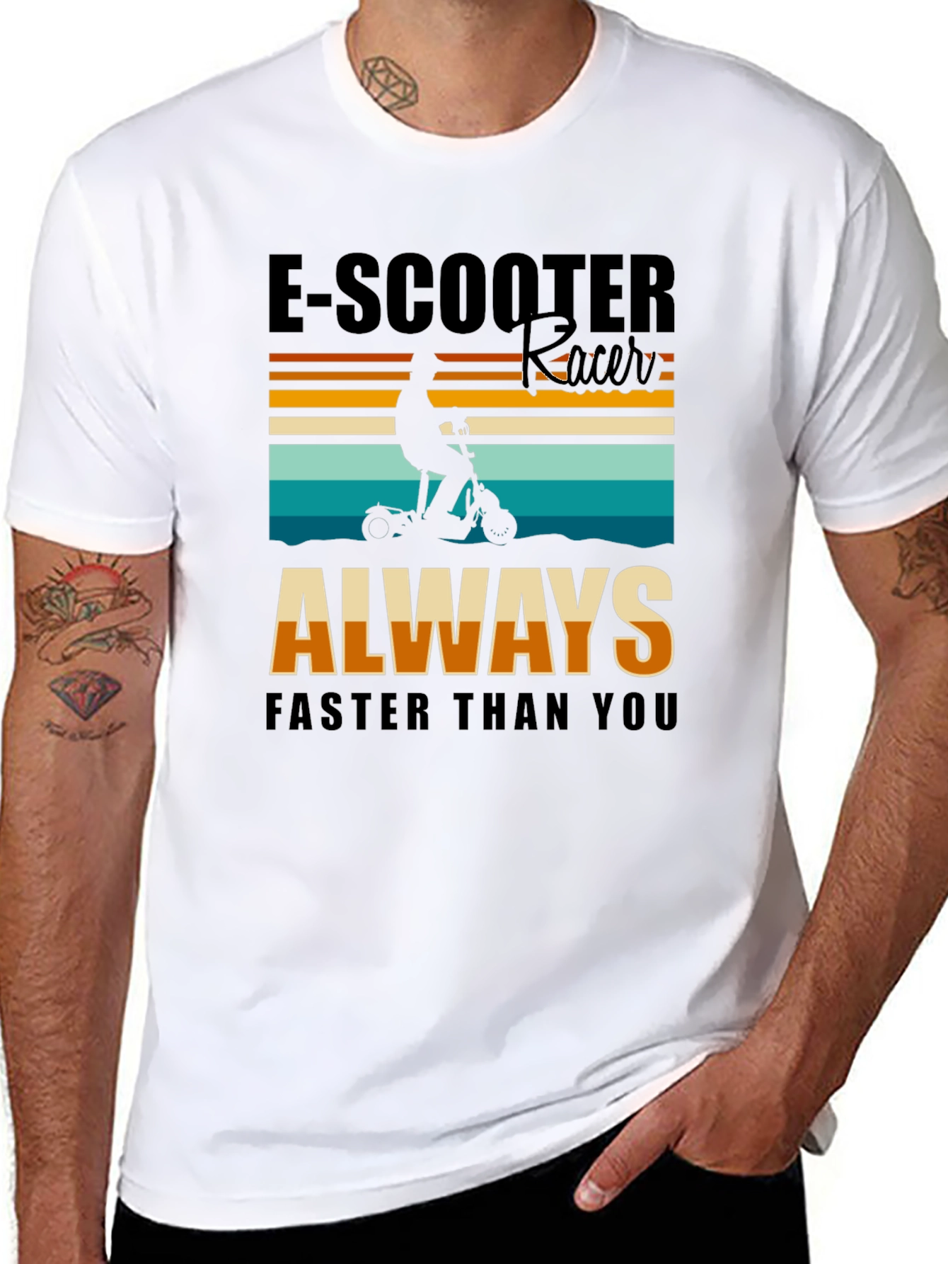 E-Scooter Racer T-Shirt: Always Faster Than You - Black