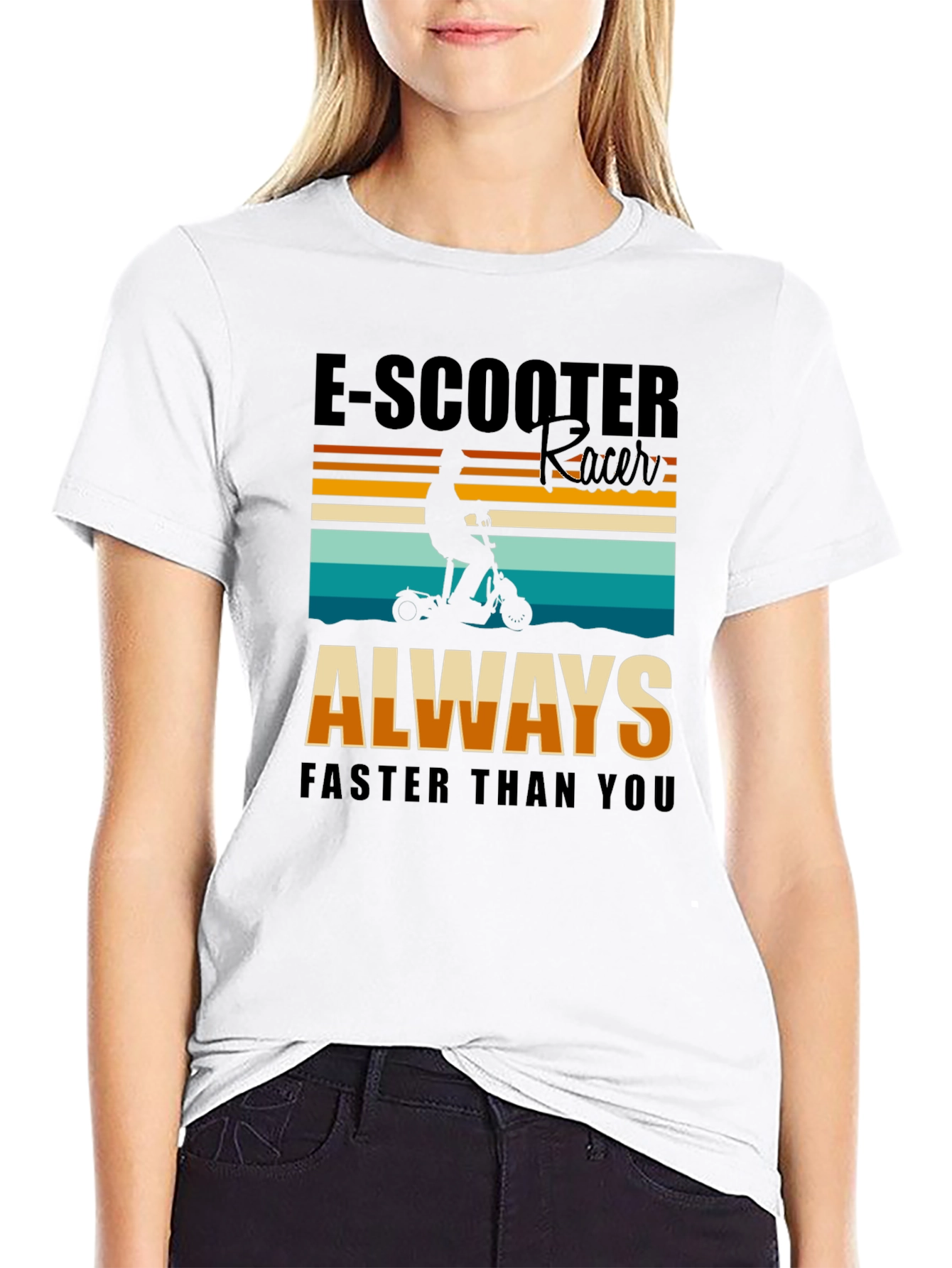 E-Scooter Racer T-Shirt: Always Faster Than You - Black