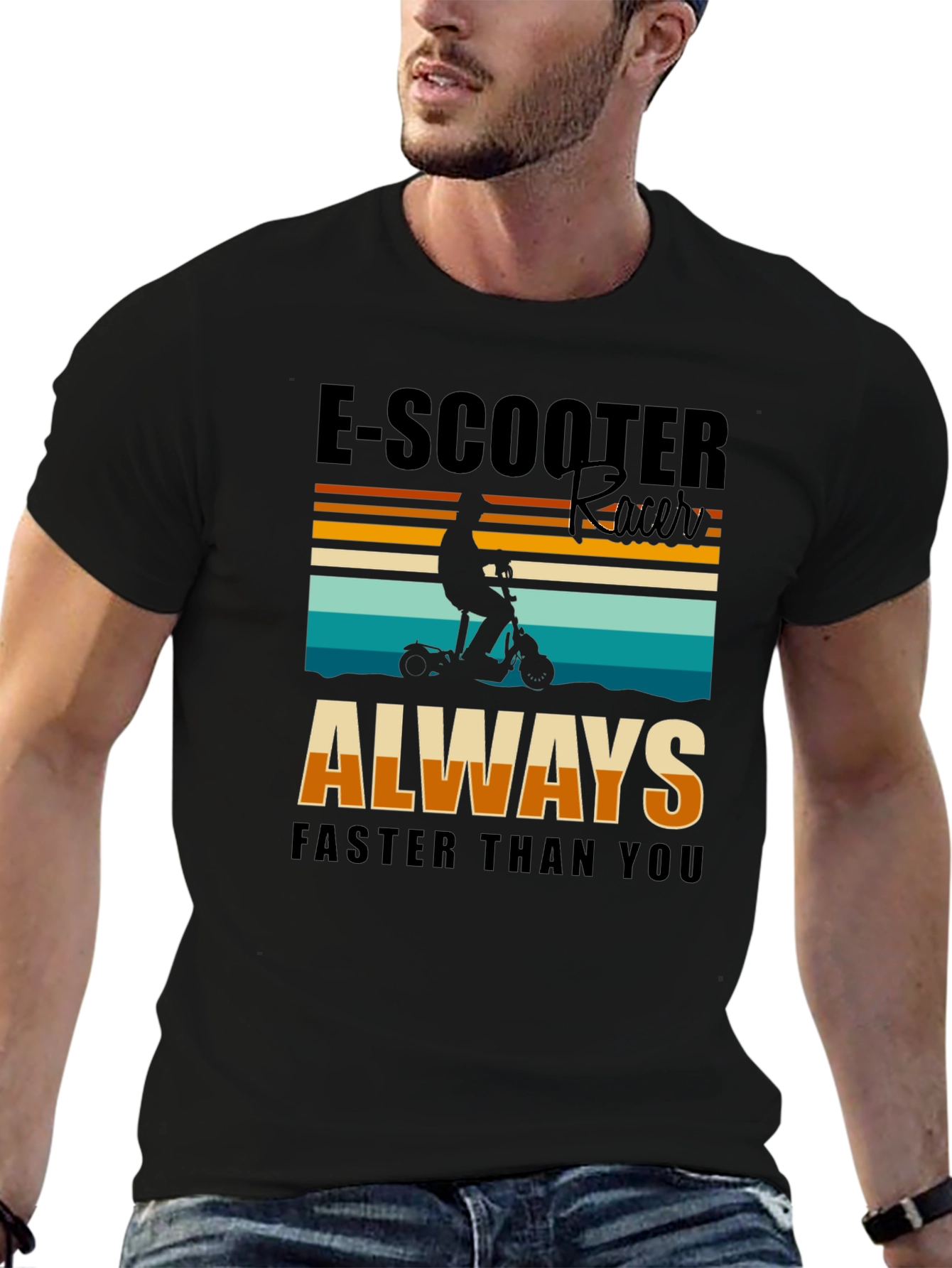 E-Scooter Racer T-Shirt: Always Faster Than You - Black