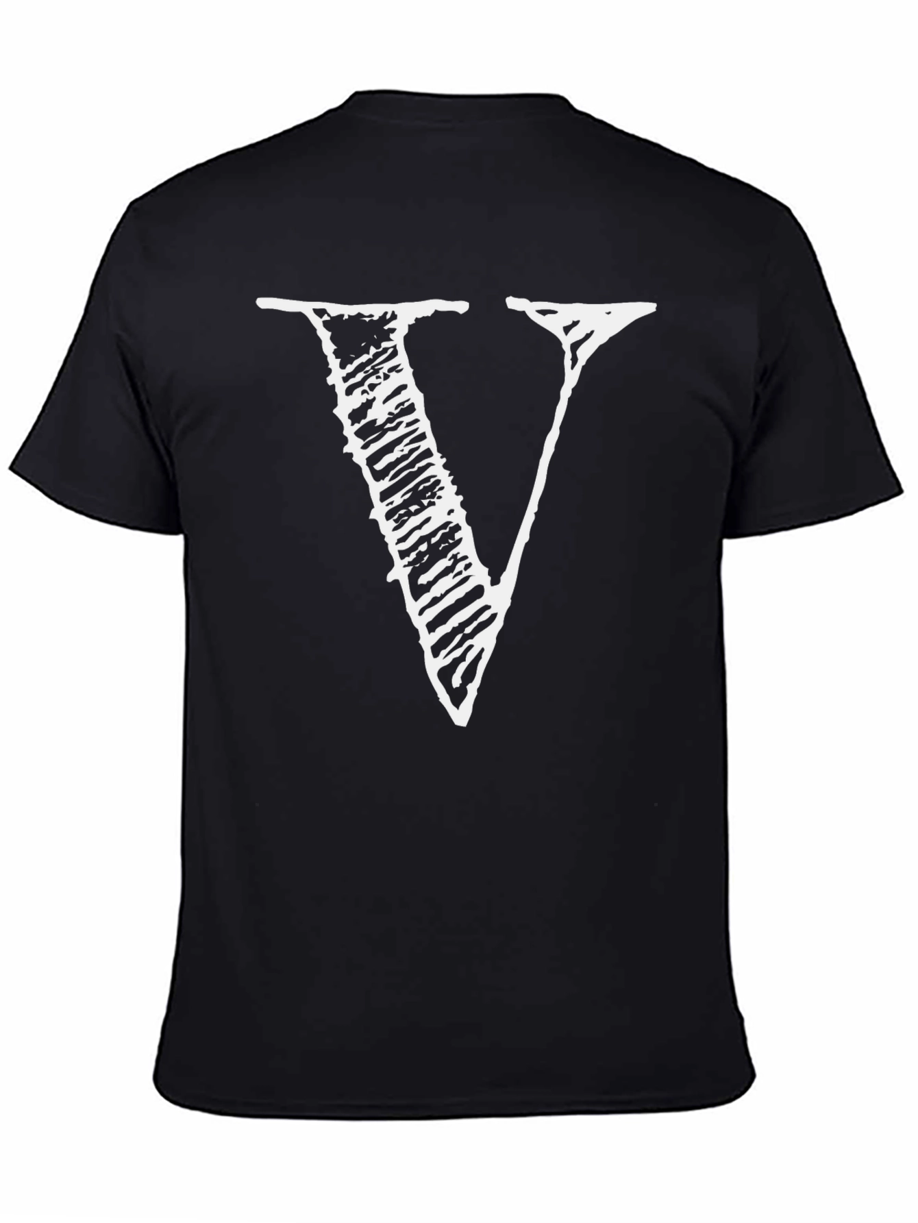 Statement Black T-Shirt with Bold White V Design