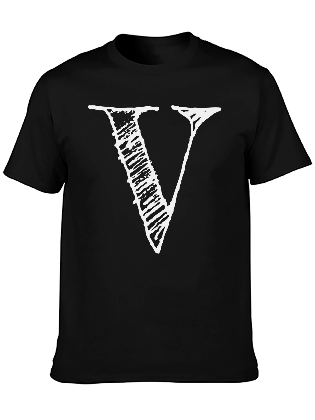 Statement Black T-Shirt with Bold White V Design