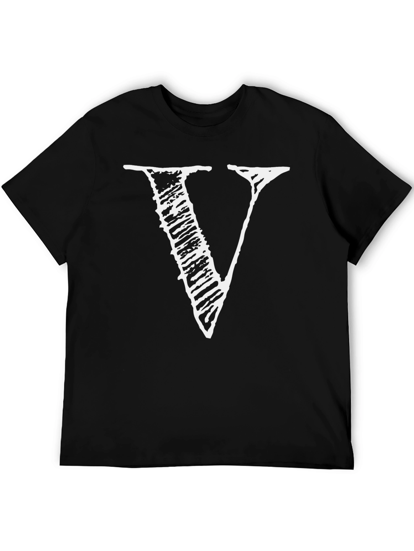 Statement Black T-Shirt with Bold White V Design