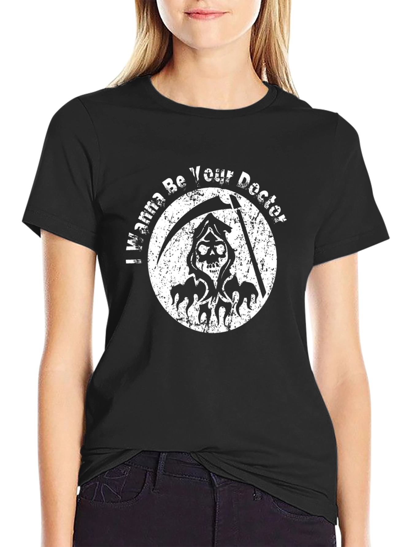 Grim Reaper Doctor Graphic Print T-Shirt