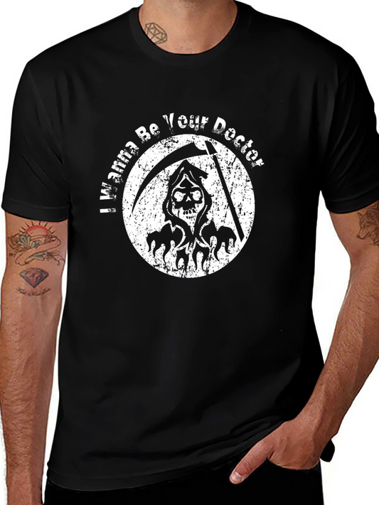 Grim Reaper Doctor Graphic Print T-Shirt