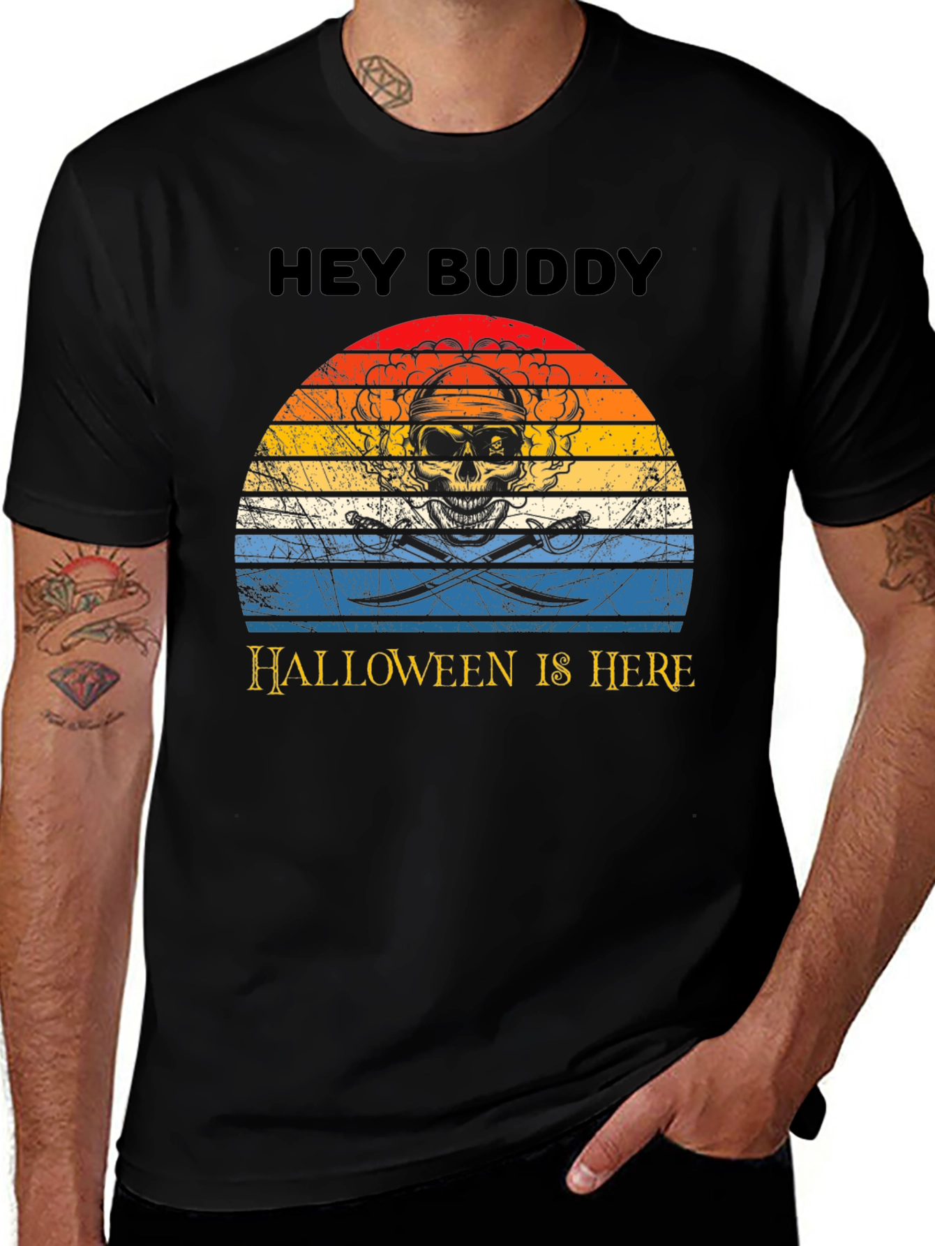 Hey Buddy Halloween Pirate Skull T-Shirt