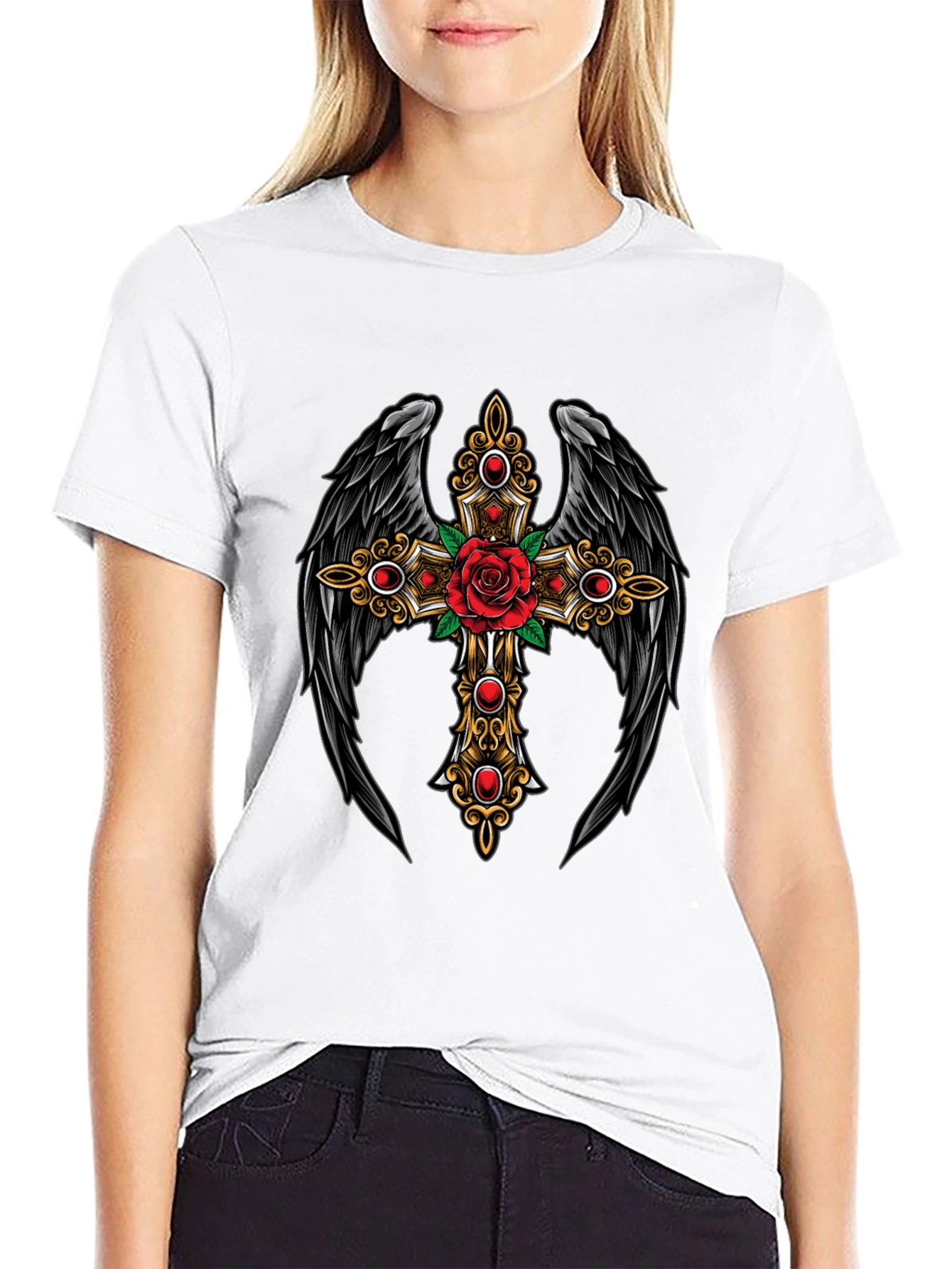 Winged Cross Rose T-Shirt