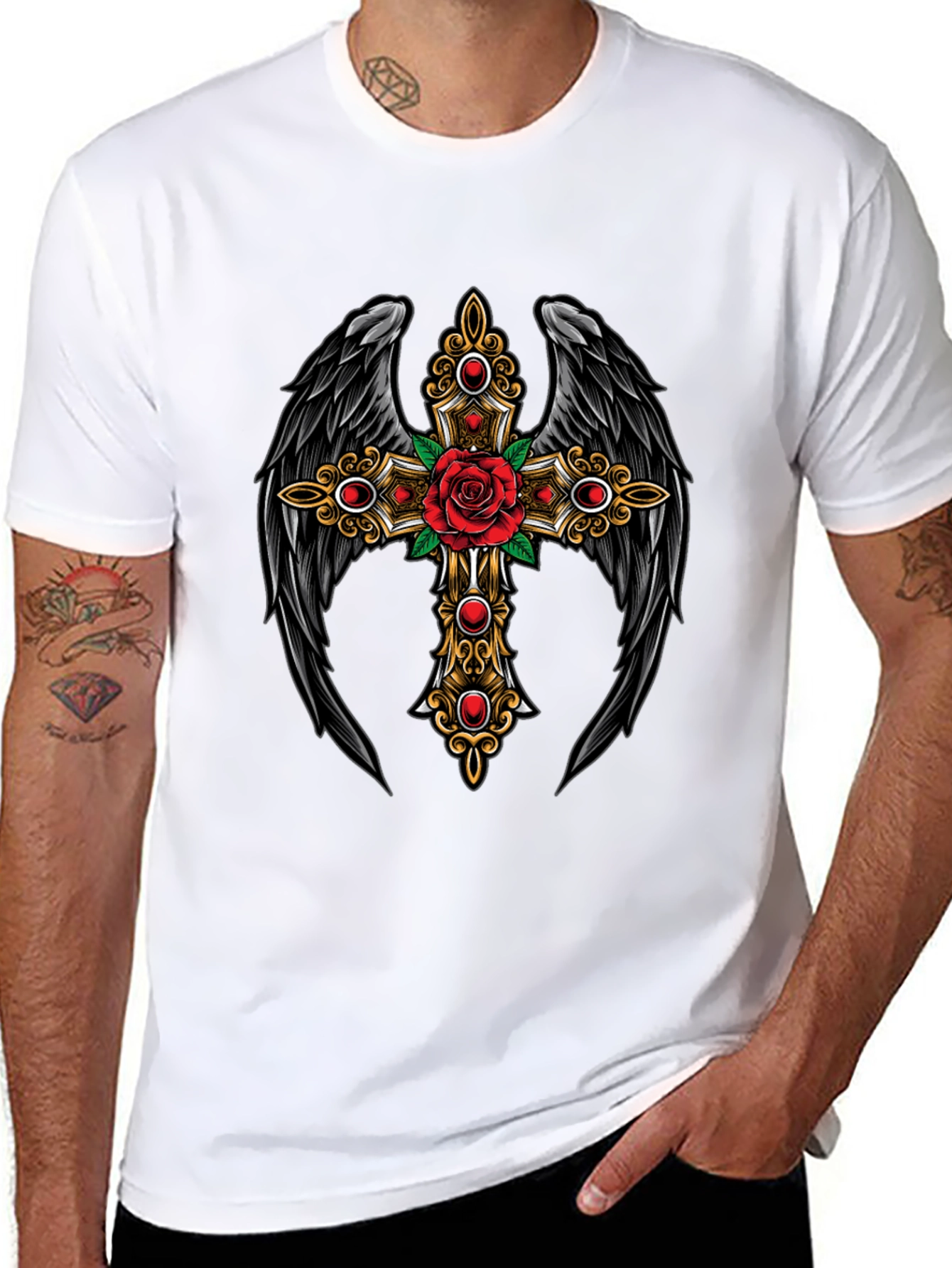 Winged Cross Rose T-Shirt