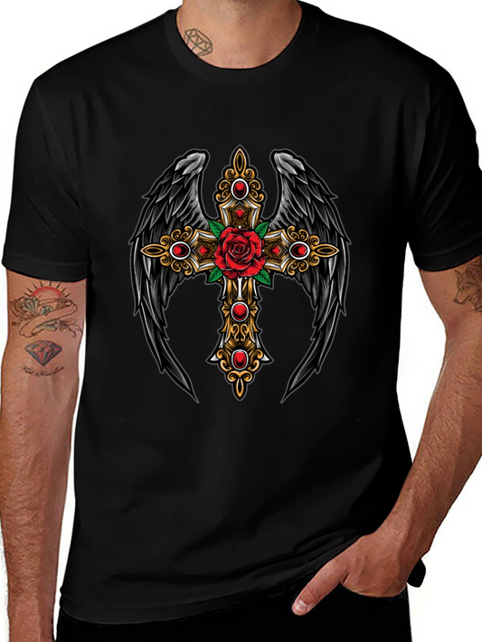 Winged Cross Rose T-Shirt