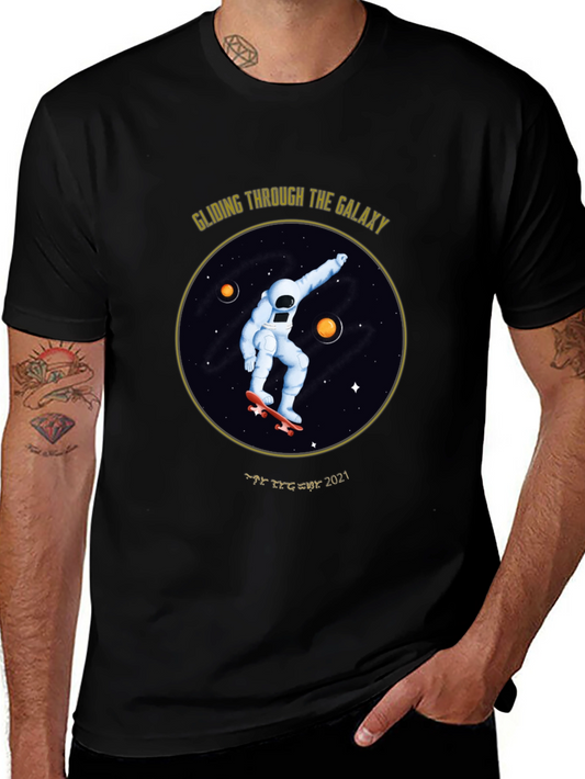 Gliding Through The Galaxy Black T-Shirt