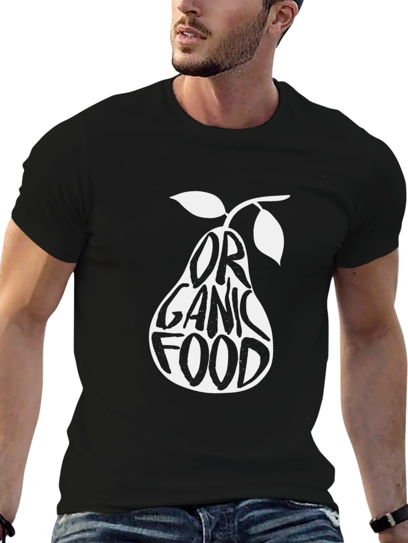 Organic Food Pear Graphic T-Shirt - Black