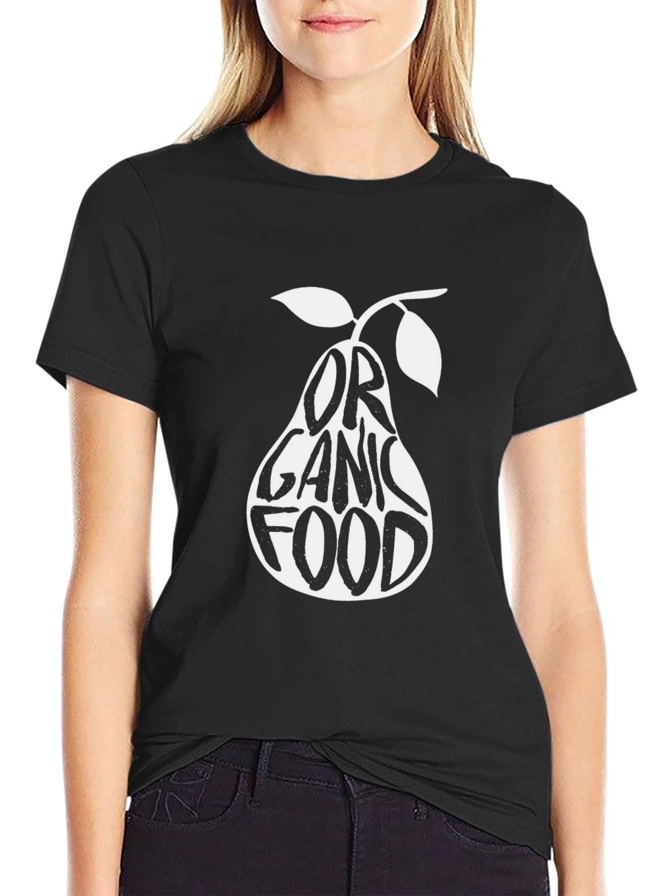Organic Food Pear Graphic T-Shirt - Black