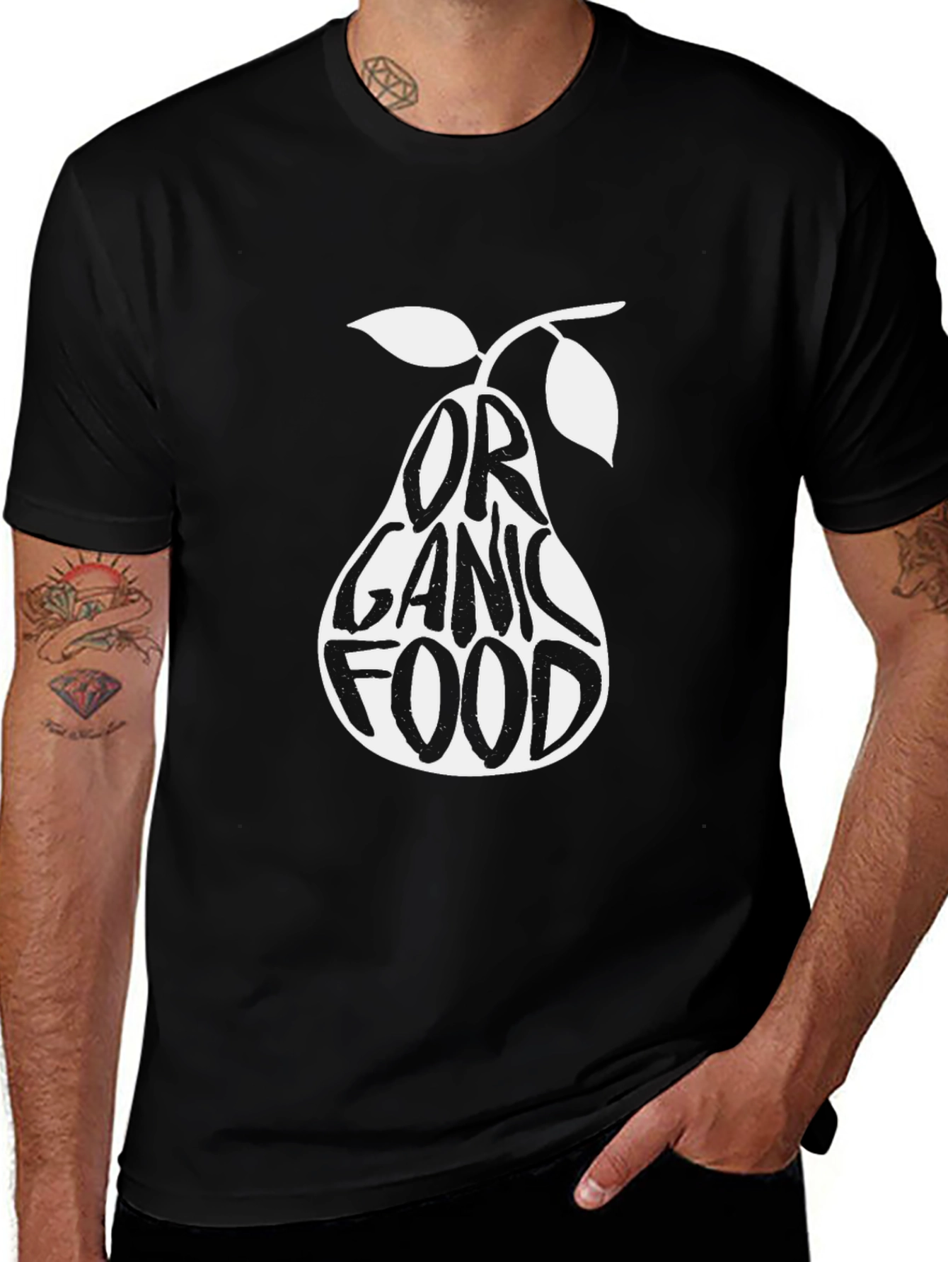 Organic Food Pear Graphic T-Shirt - Black