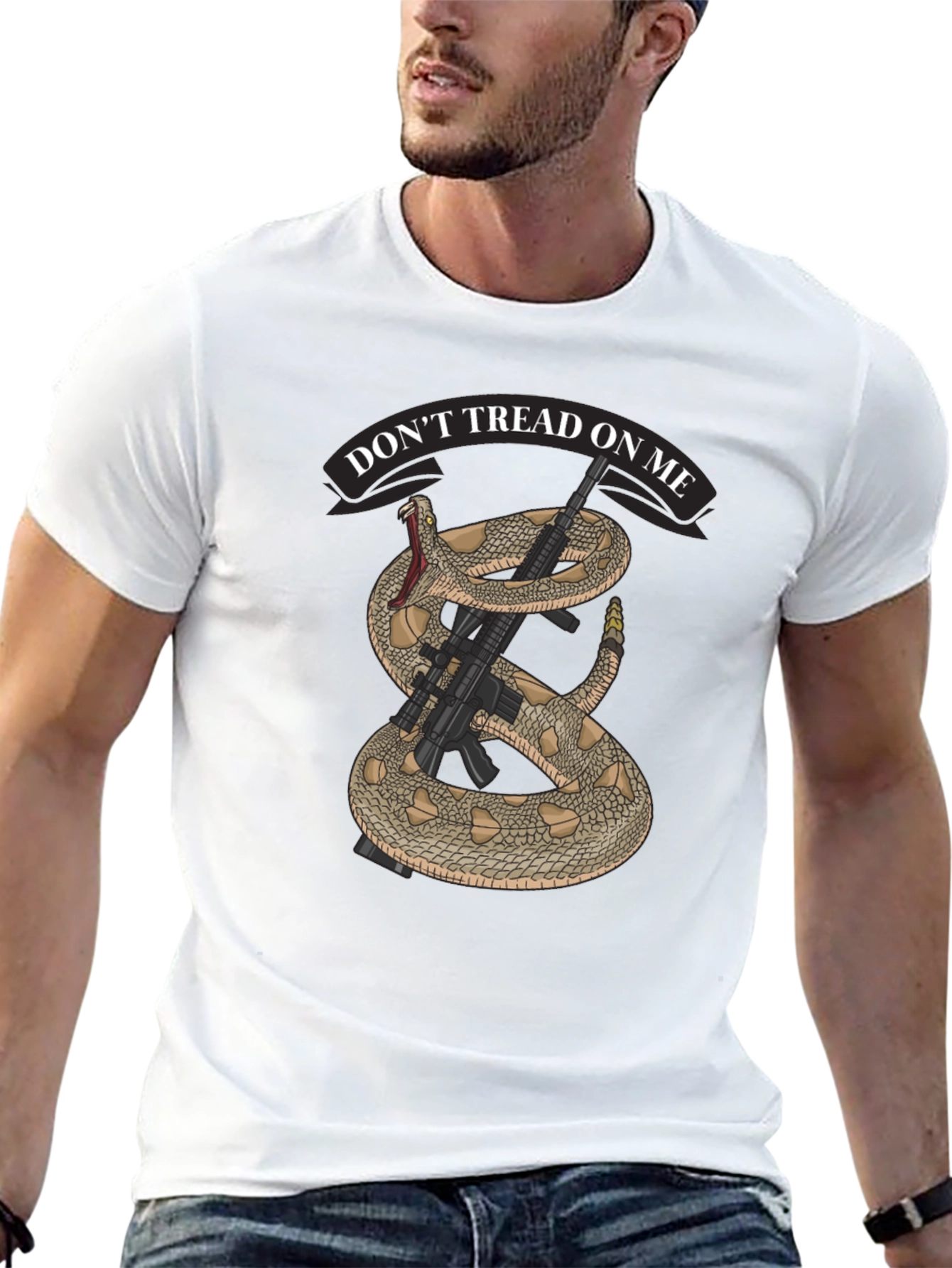 Dont Tread on Me Snake & Rifle Graphic T-Shirt