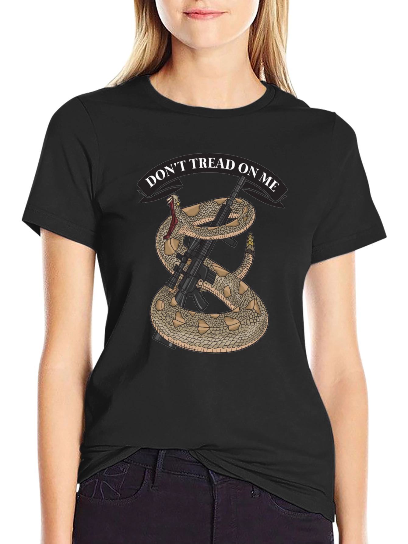 Dont Tread on Me Snake & Rifle Graphic T-Shirt