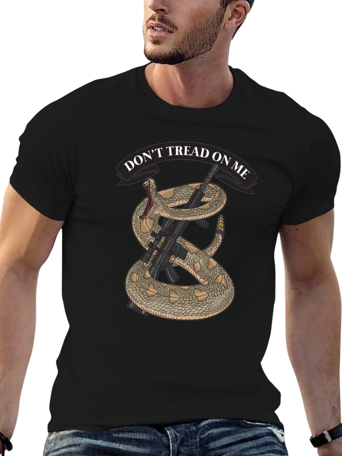 Dont Tread on Me Snake & Rifle Graphic T-Shirt