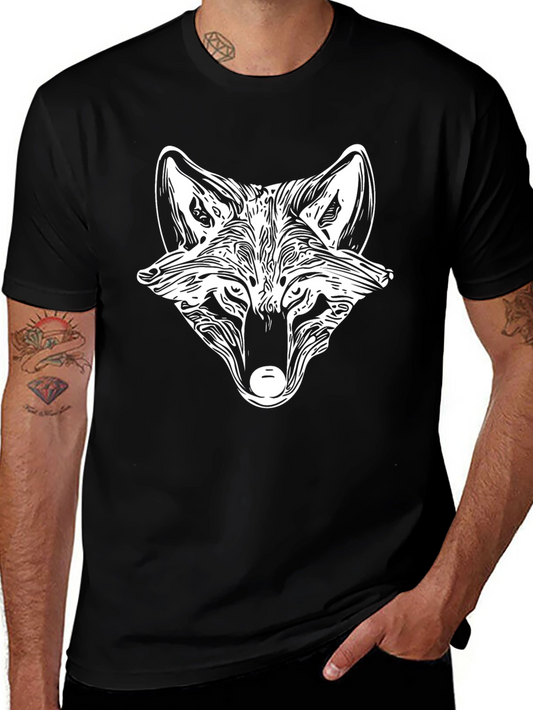 Black T-Shirt with Wolf Graphic