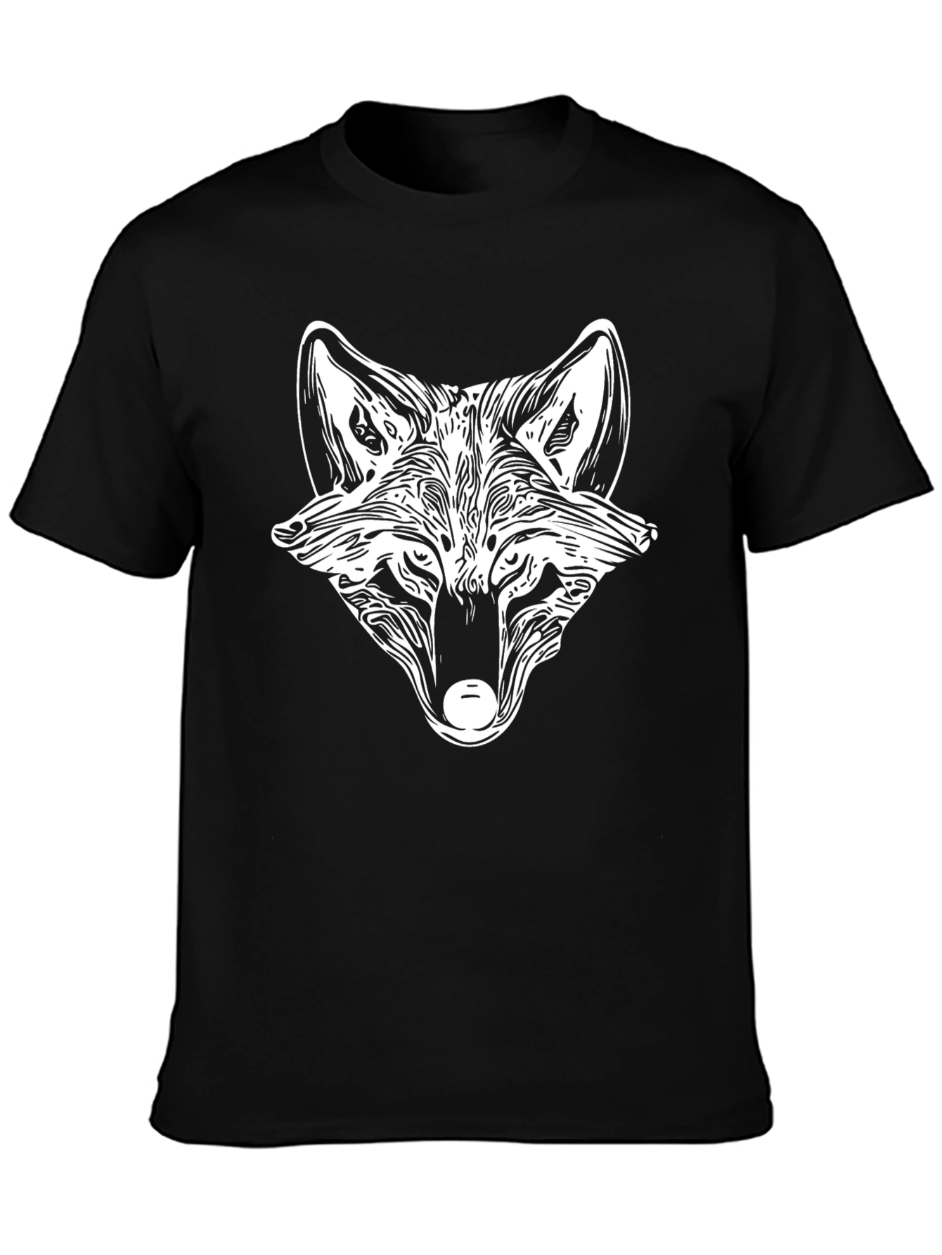 Black T-Shirt with Wolf Graphic