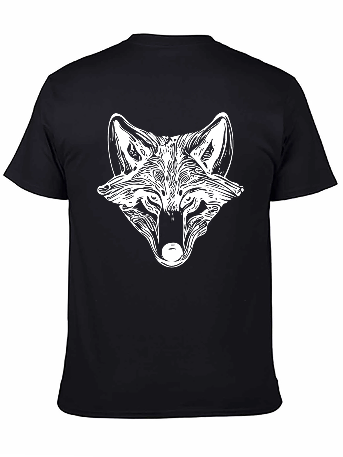 Black T-Shirt with Wolf Graphic