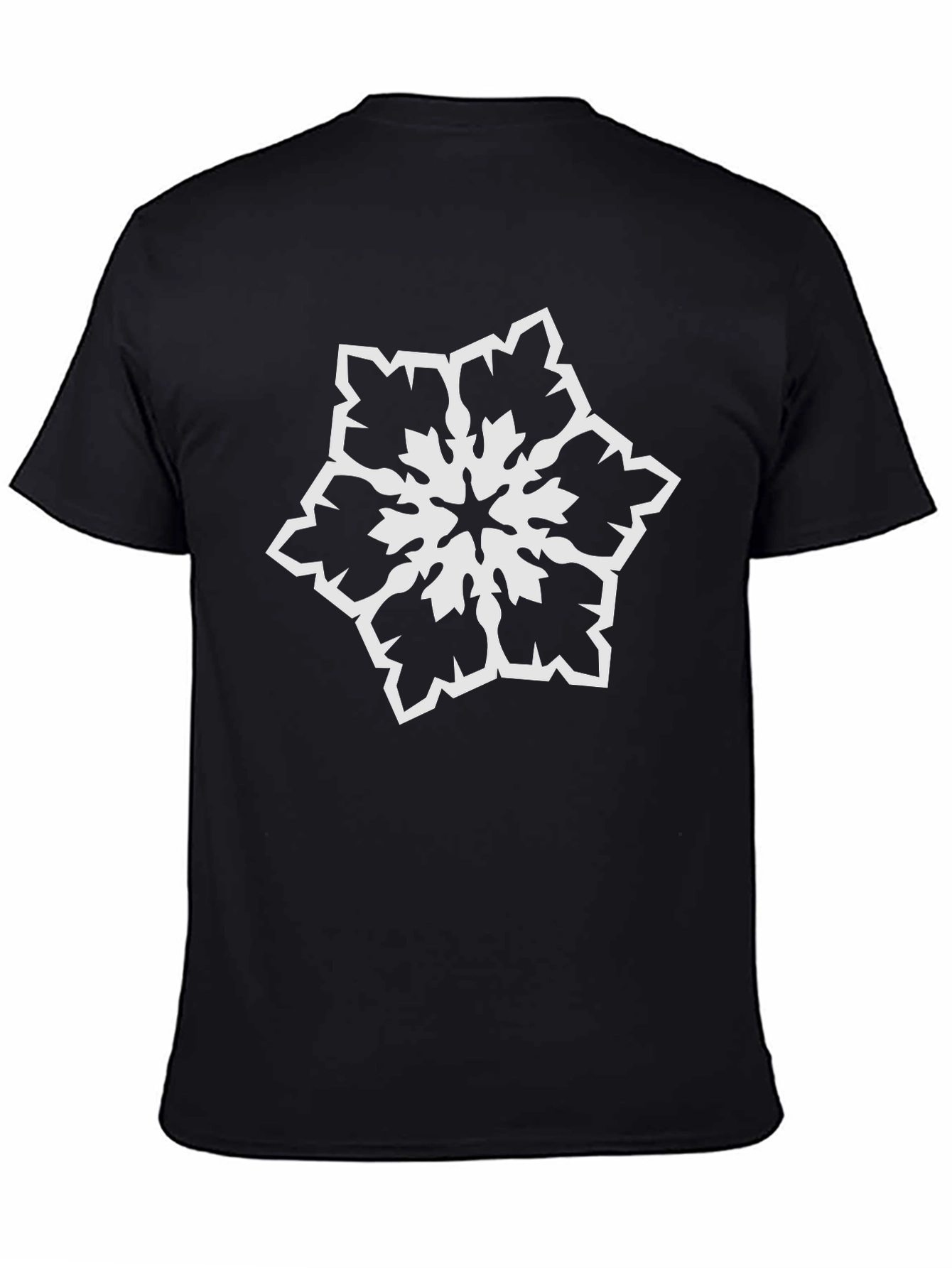 Black T-Shirt with White Snowflake Design