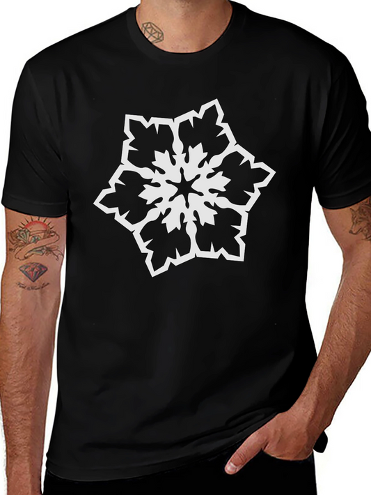 Black T-Shirt with White Snowflake Design