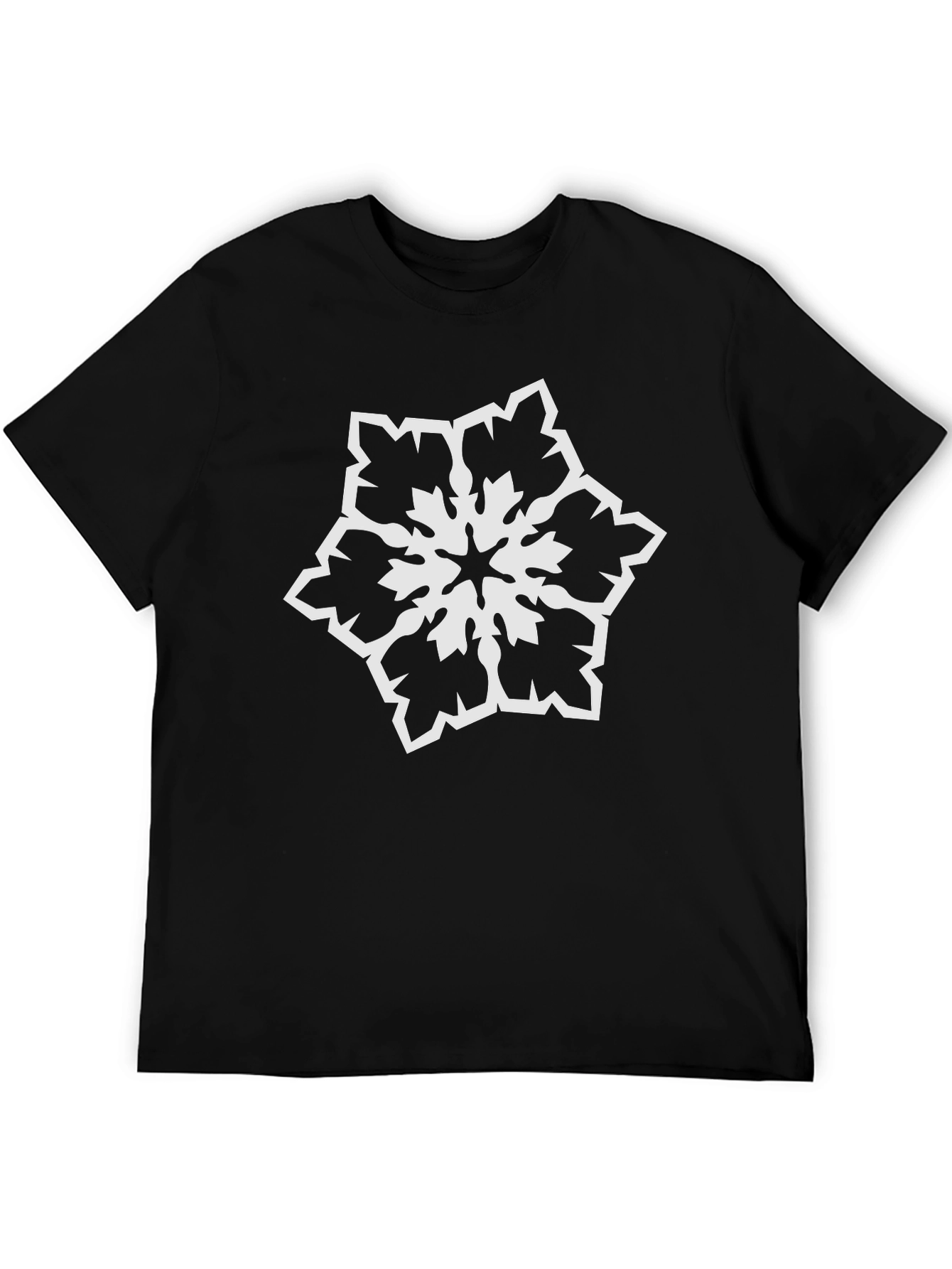 Black T-Shirt with White Snowflake Design