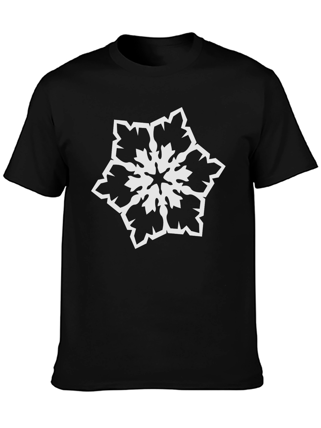 Black T-Shirt with White Snowflake Design