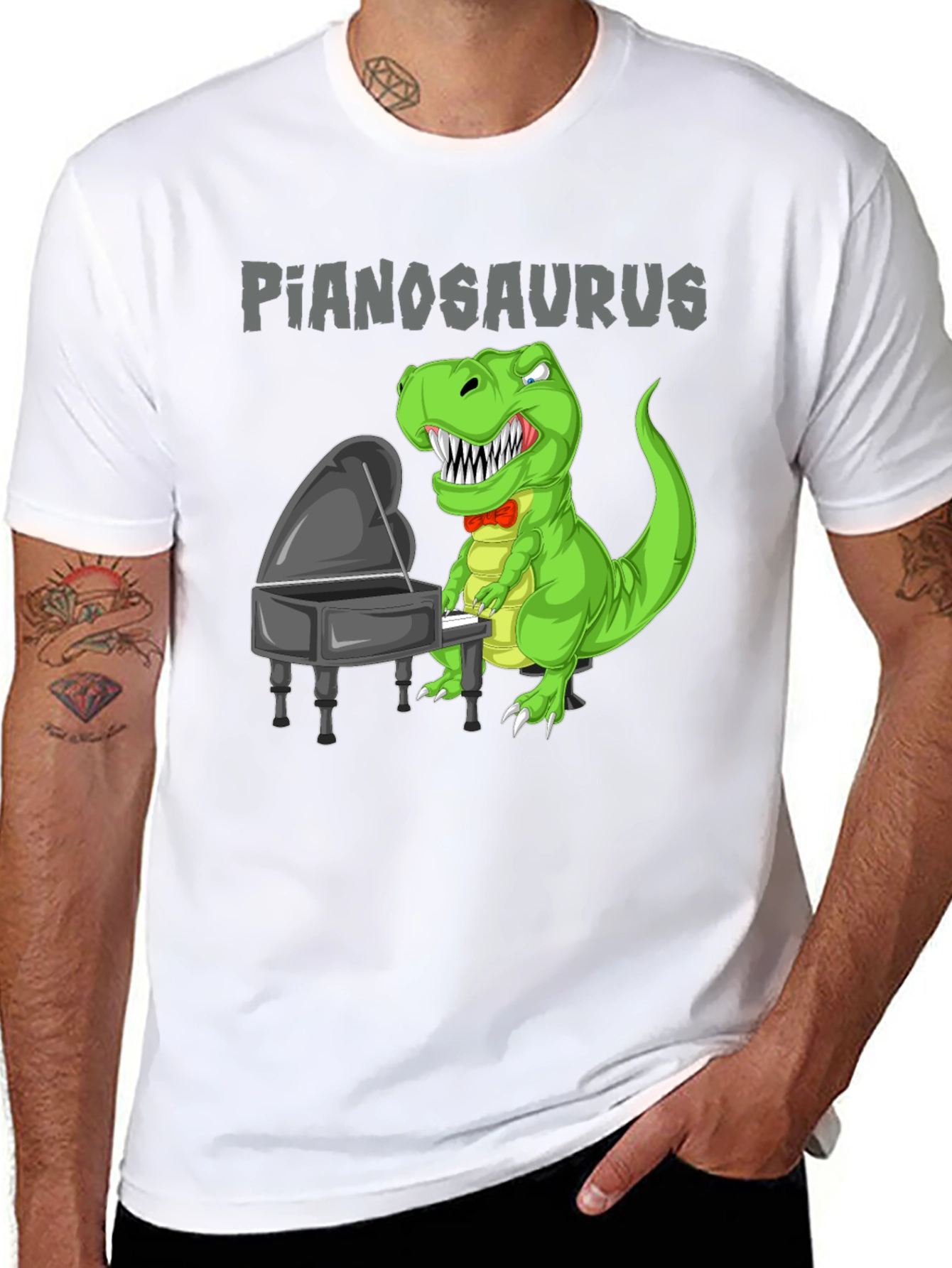 Pianosaurus T-Shirt Dinosaur Playing Piano