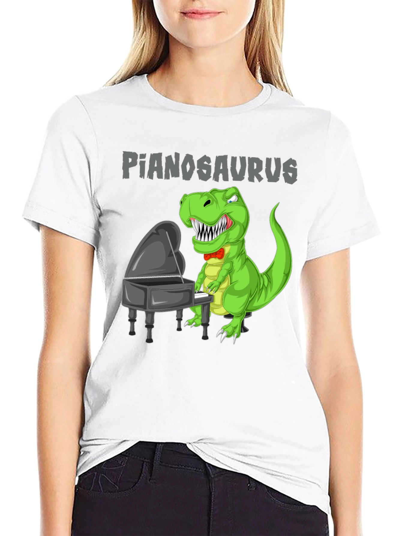 Pianosaurus T-Shirt Dinosaur Playing Piano