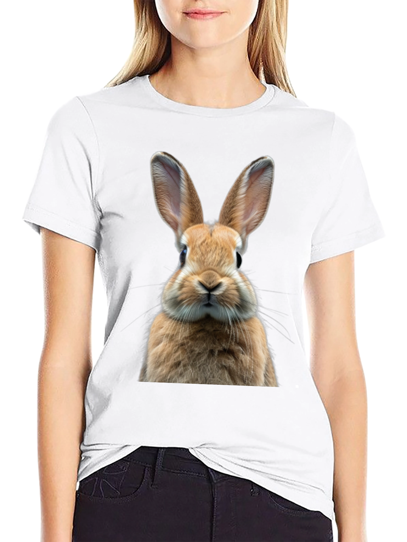 Rabbit Graphic Tee - Cute Animal Print Shirt