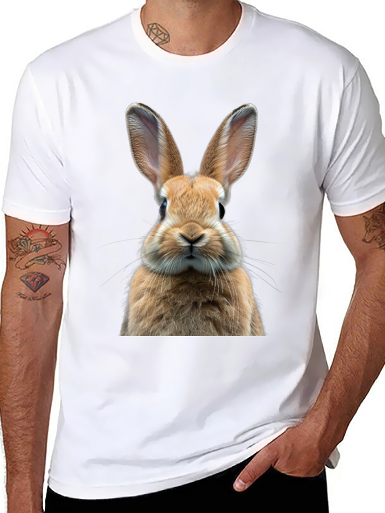 Rabbit Graphic Tee - Cute Animal Print Shirt